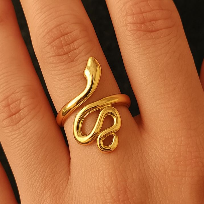 TFC Snake-Head Gold Plated Adjustable Ring