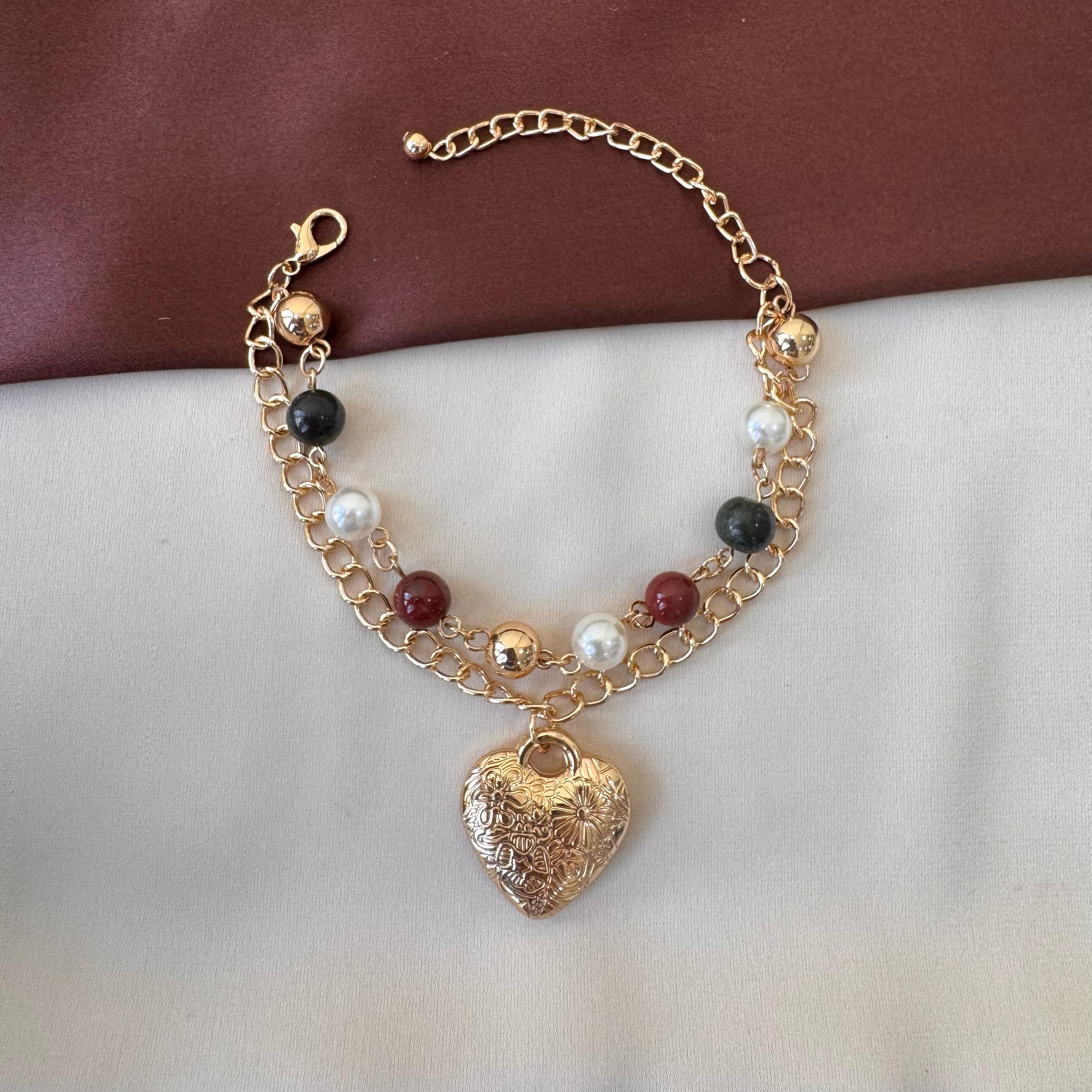 TFC Adore Heart Charms Gold Plated Bracelet