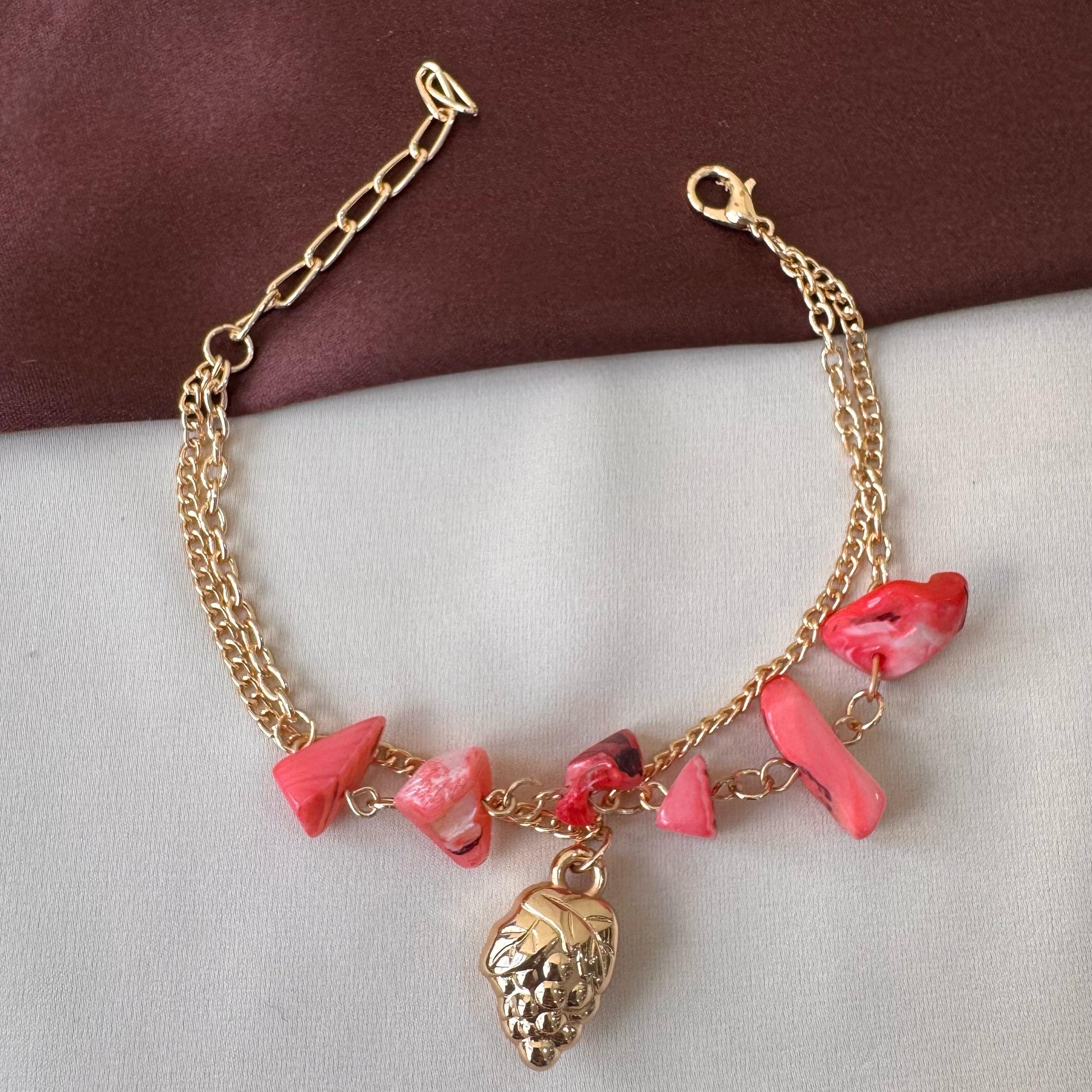 TFC Pink Blush Charms Gold Plated Bracelet