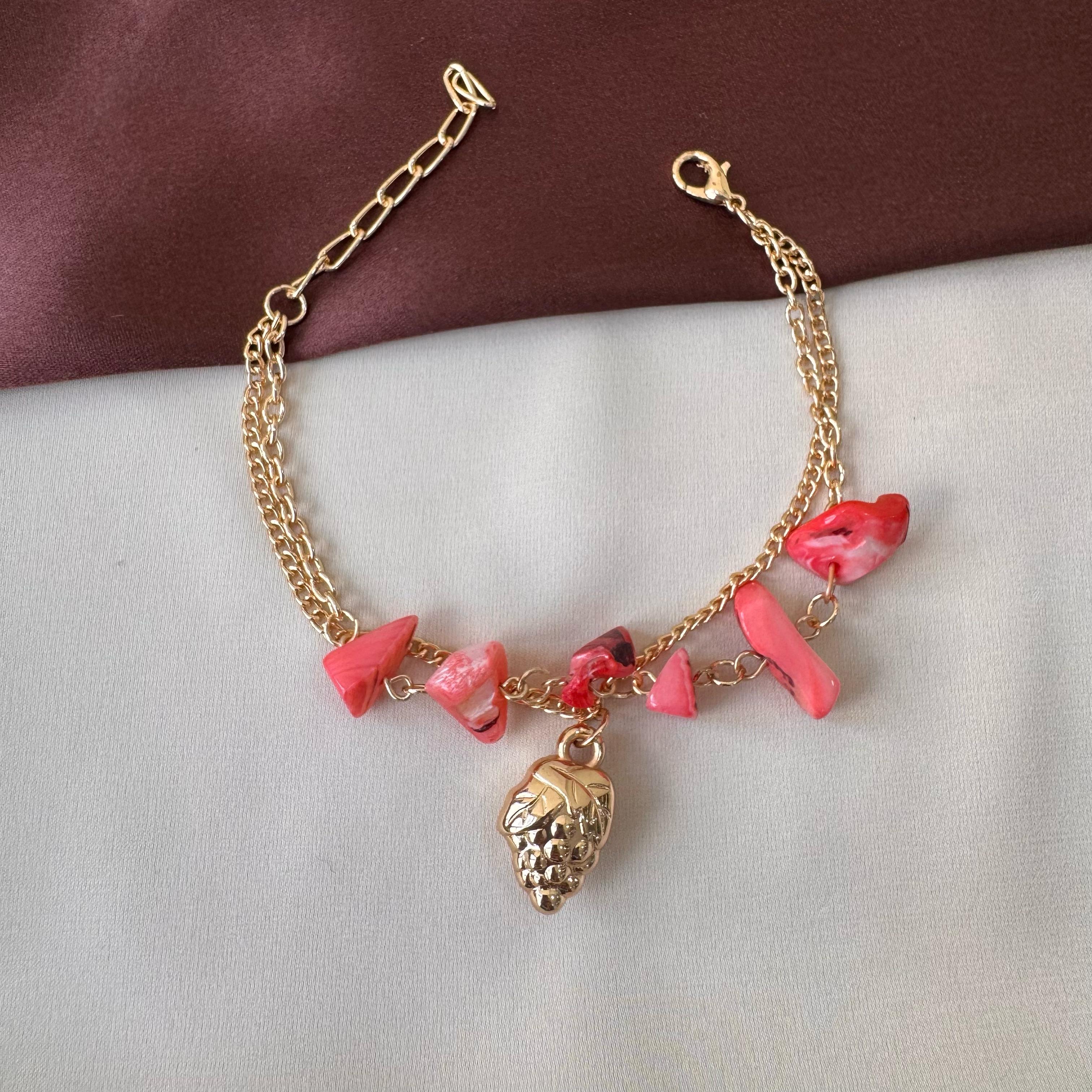 TFC Pink Blush Charms Gold Plated Bracelet