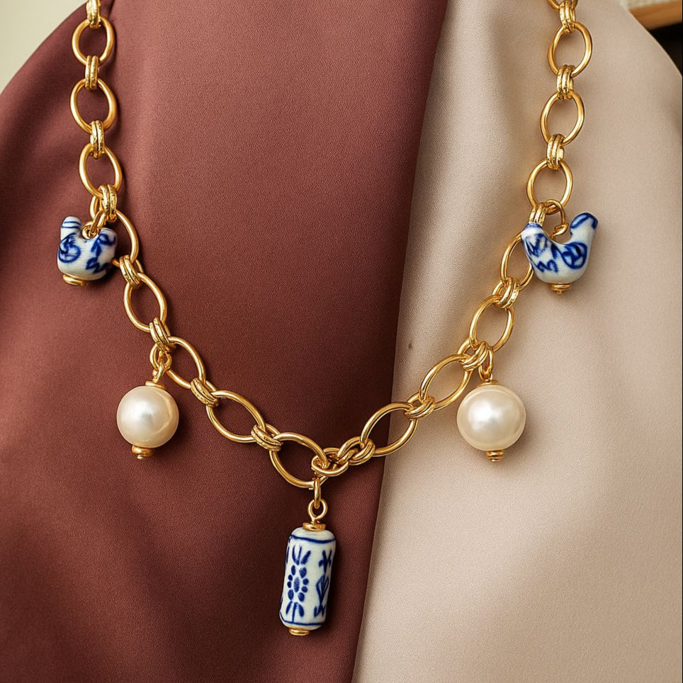 TFC Pottery Charms Gold Plated Necklace