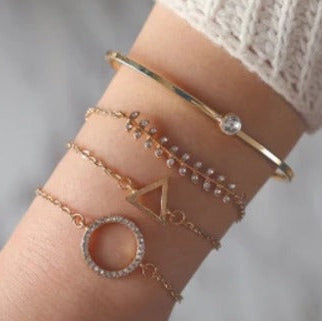 TFC Stone Line Rose Gold Plated Bracelet (Set of 4 )