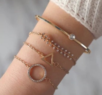 TFC Stone Line Rose Gold Plated Bracelet (Set of 4 )