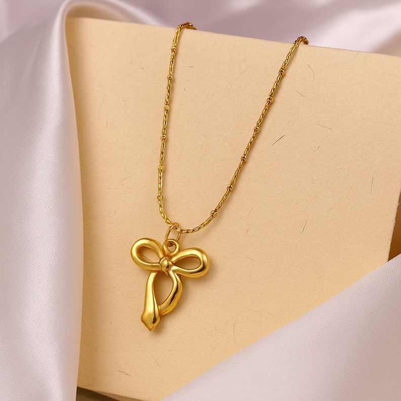 TFC Bow Tie Gold Plated Necklace