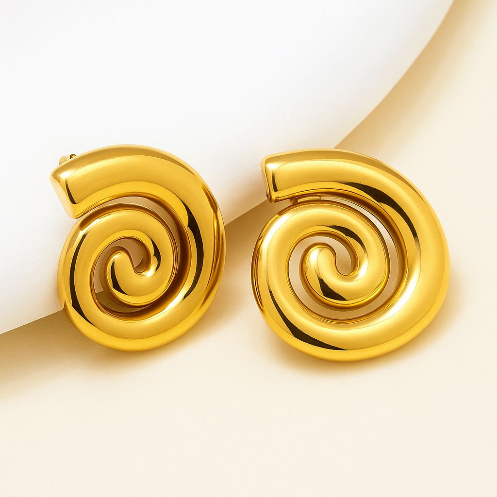 TFC Snail Swirl Gold Plated Stud Earrings