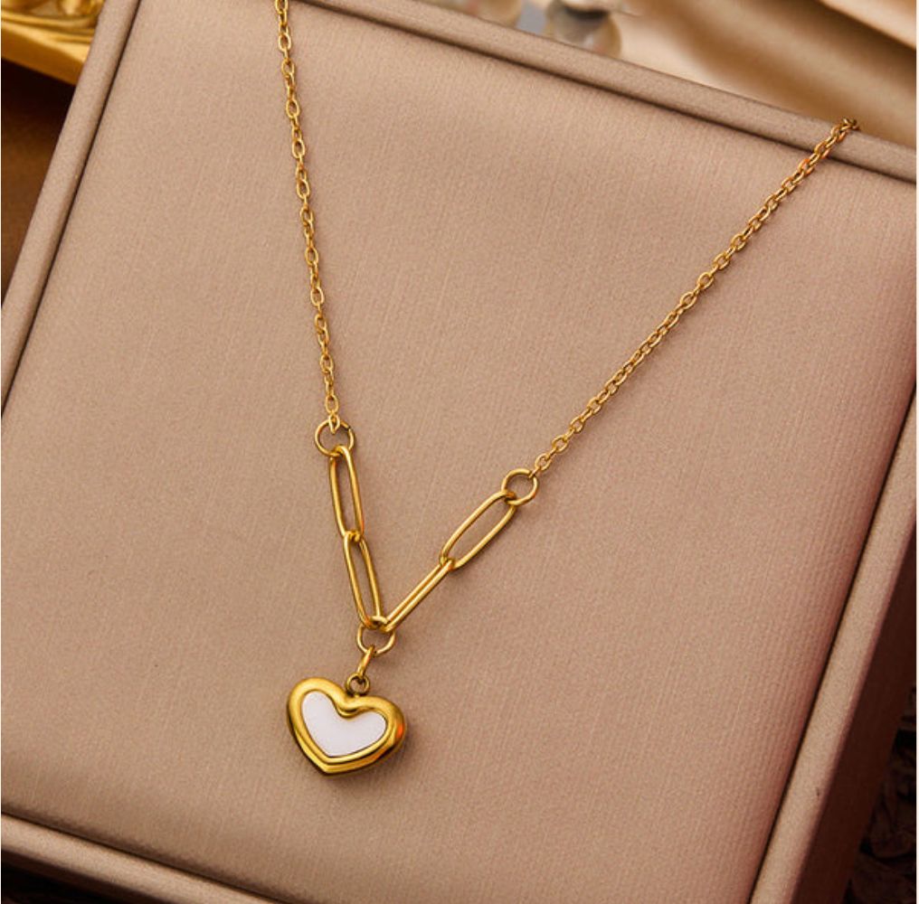 TFC White Locked Heart Gold Plated Necklace