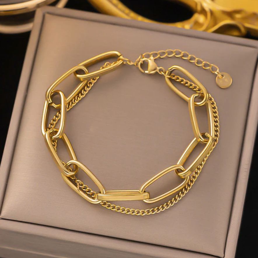 TFC Oval Loop Gold Plated Layered Bracelet