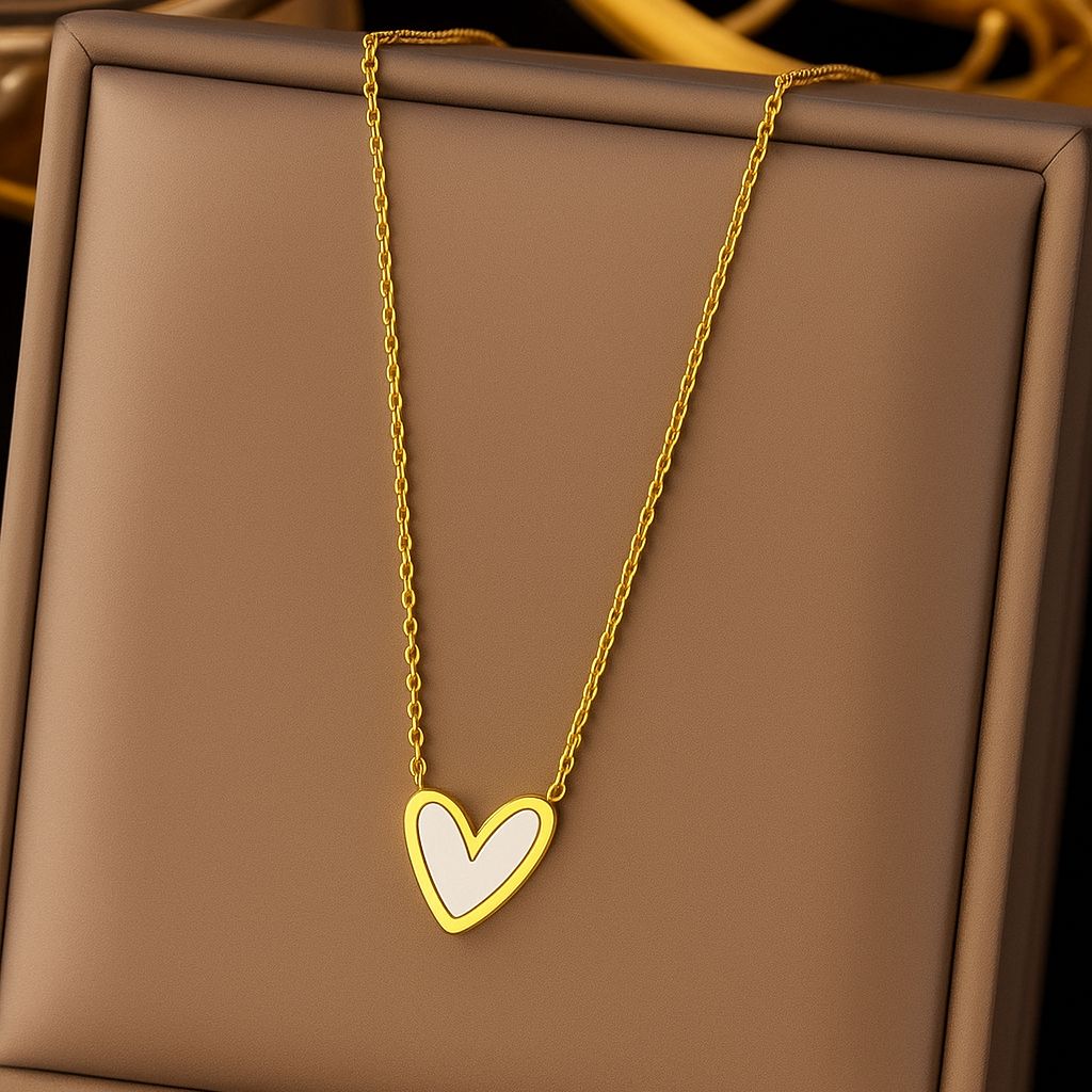TFC Snow-White Heart Gold Plated Necklace