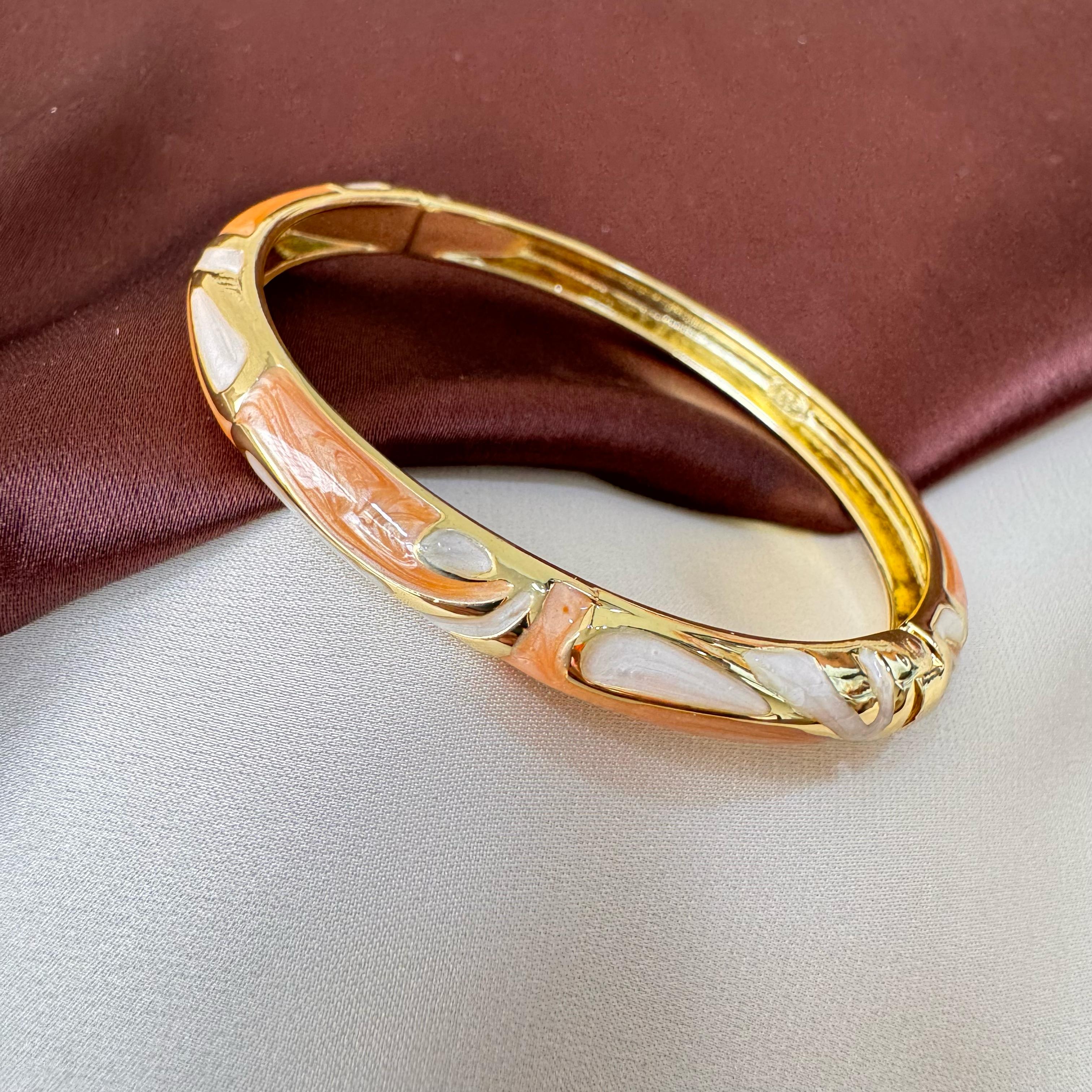 TFC Size 2.6 White Filling Gold Plated Enamel Bangle