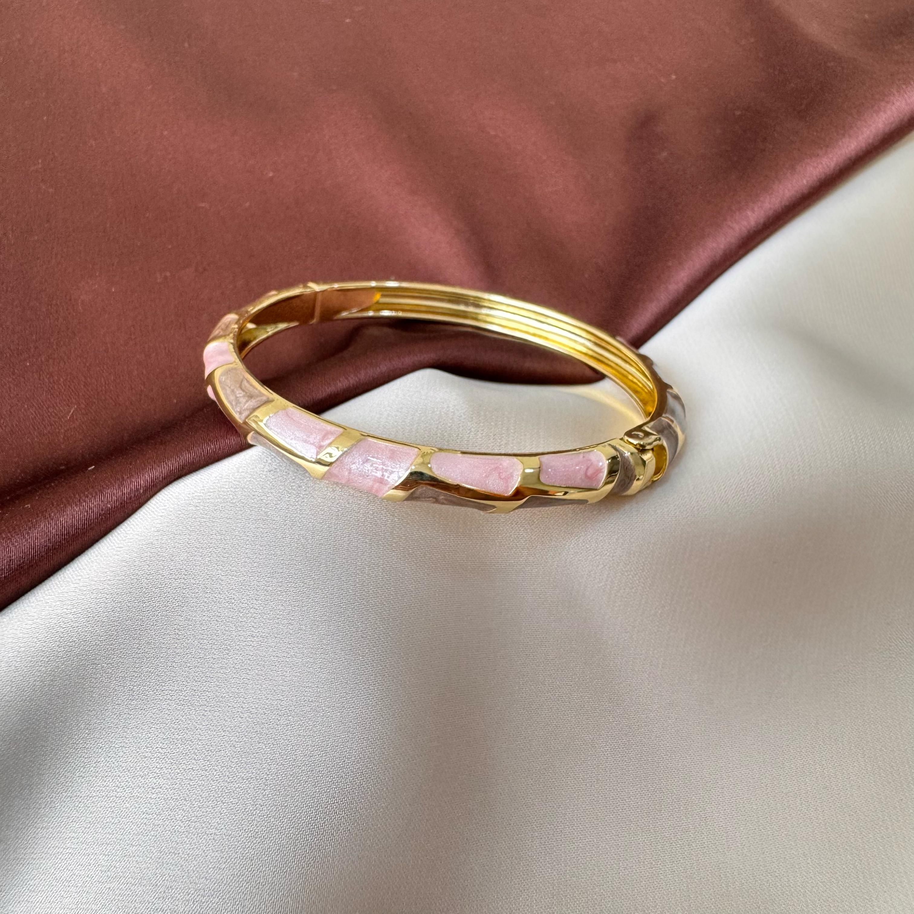 TFC Size 2.6 Peachy Edge Gold Plated Enamel Bangle