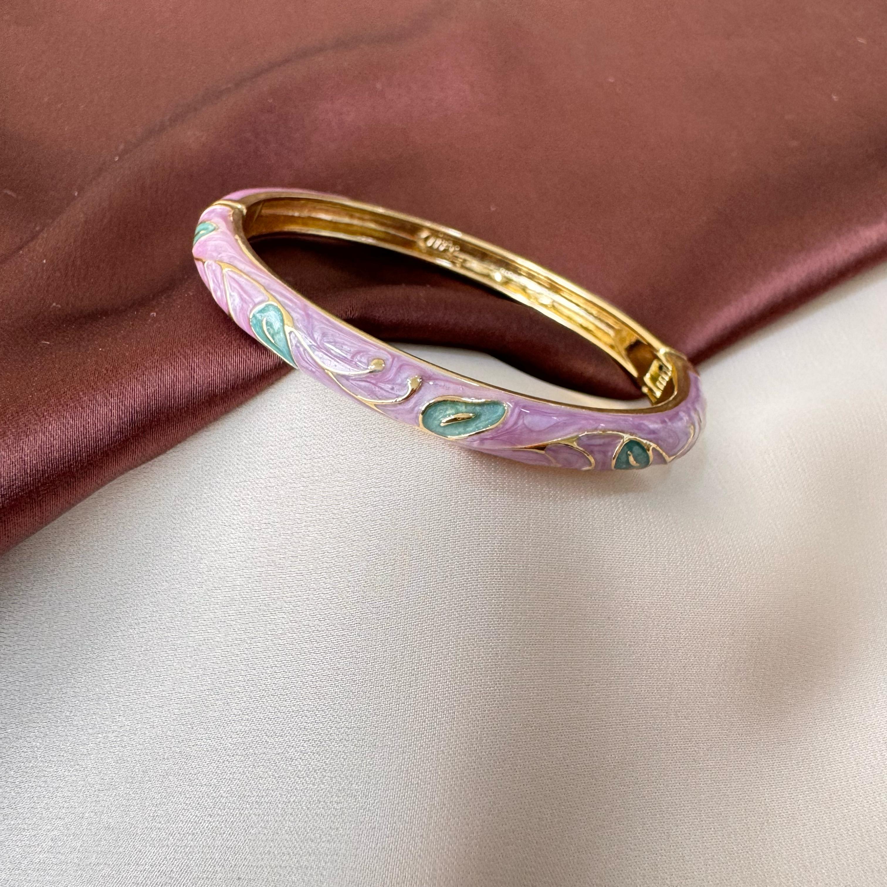 TFC Size 2.6 Green & Purple Gold Plated Enamel Bangle