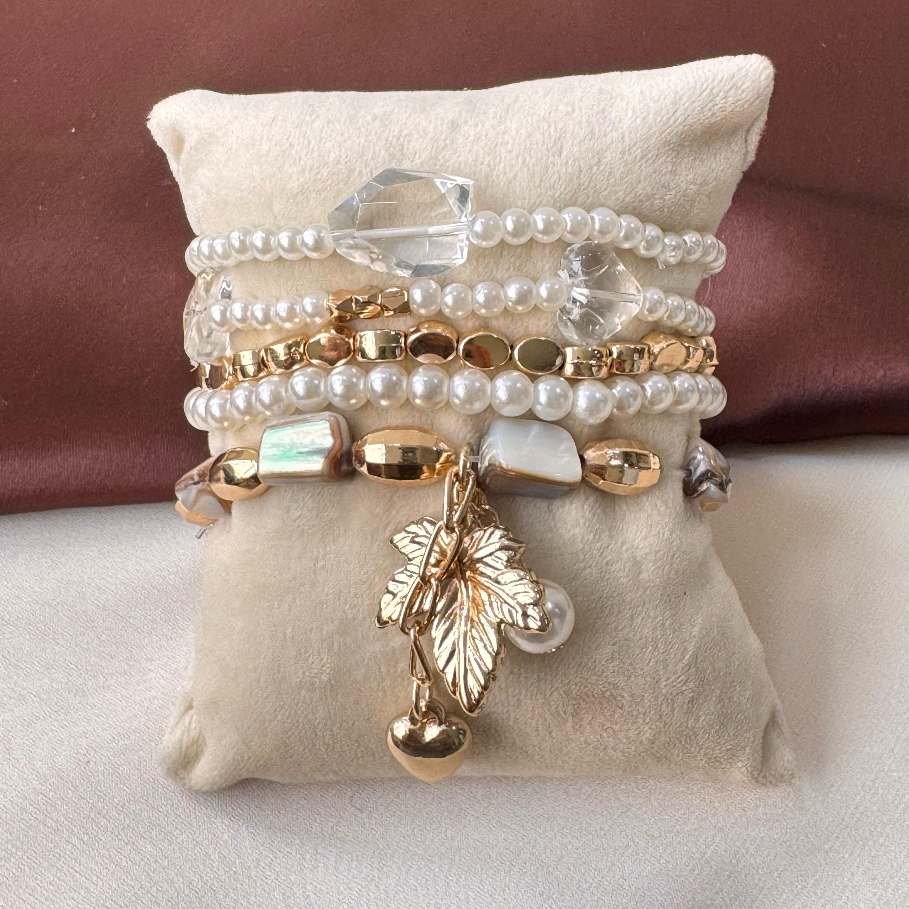 TFC Snowy Bead Gold Plated Bracelet (set of 5)