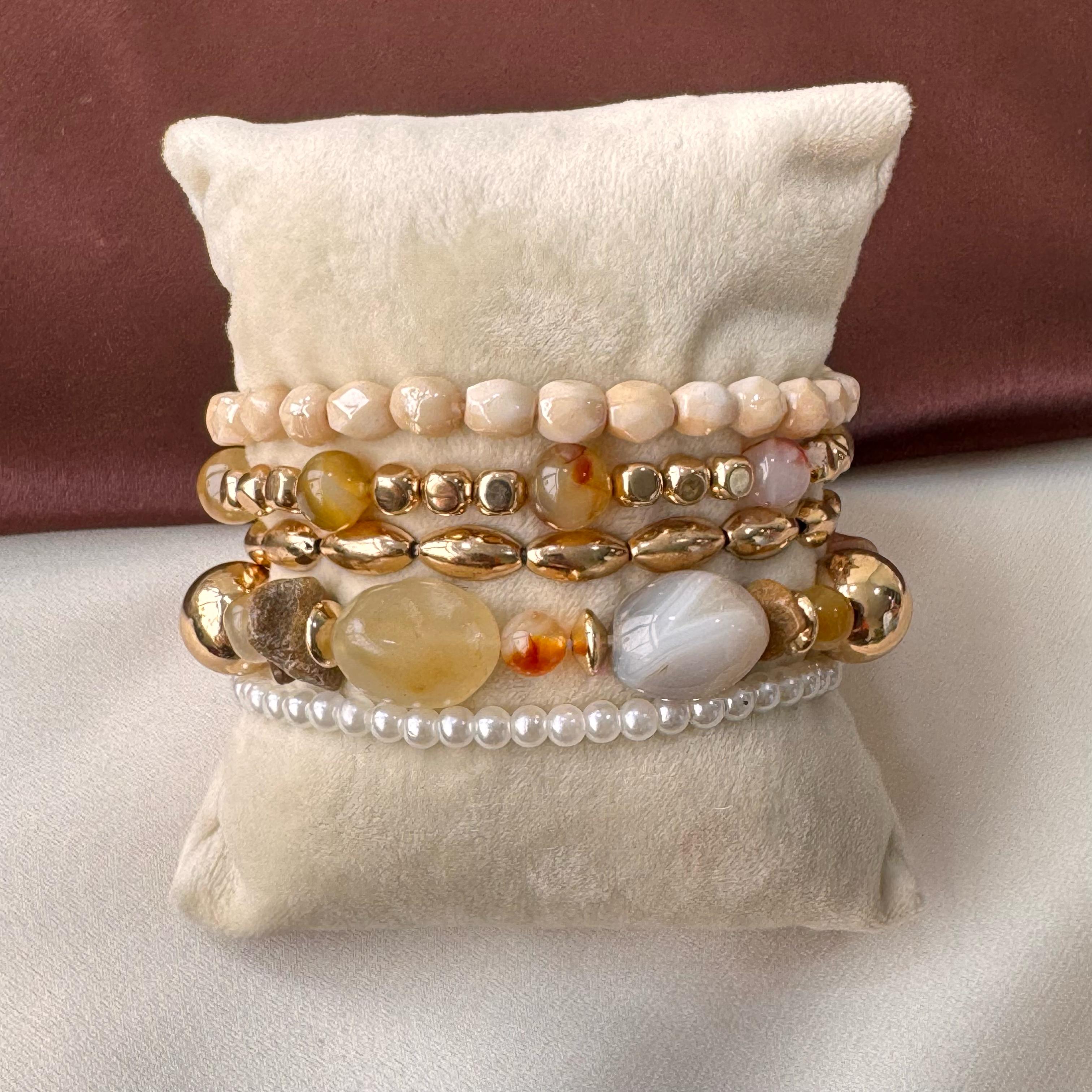 TFC Caramel Bead Gold Plated Bracelet (set of 5)