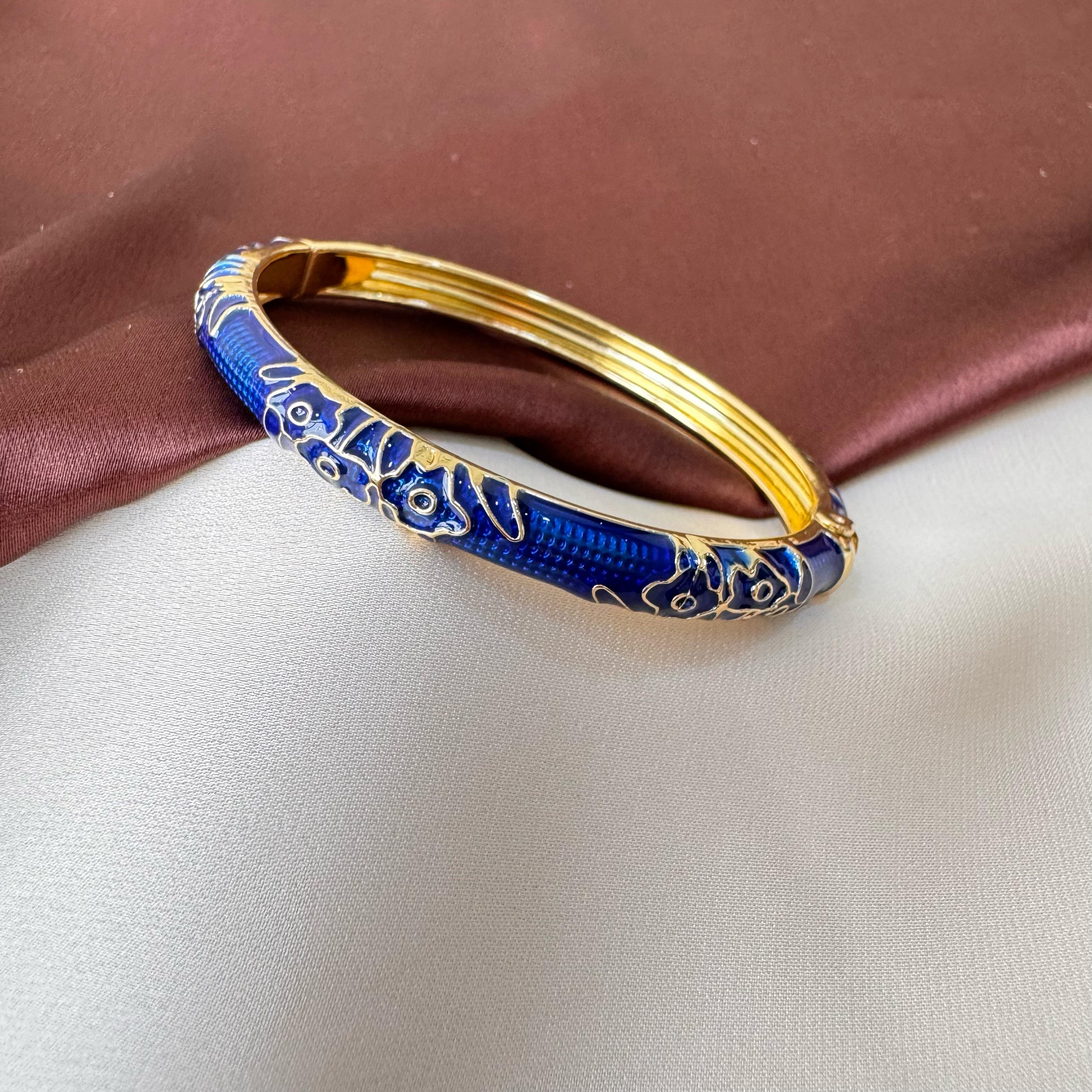 TFC Size 2.6 Blue Rose Gold Plated Enamel Bangle