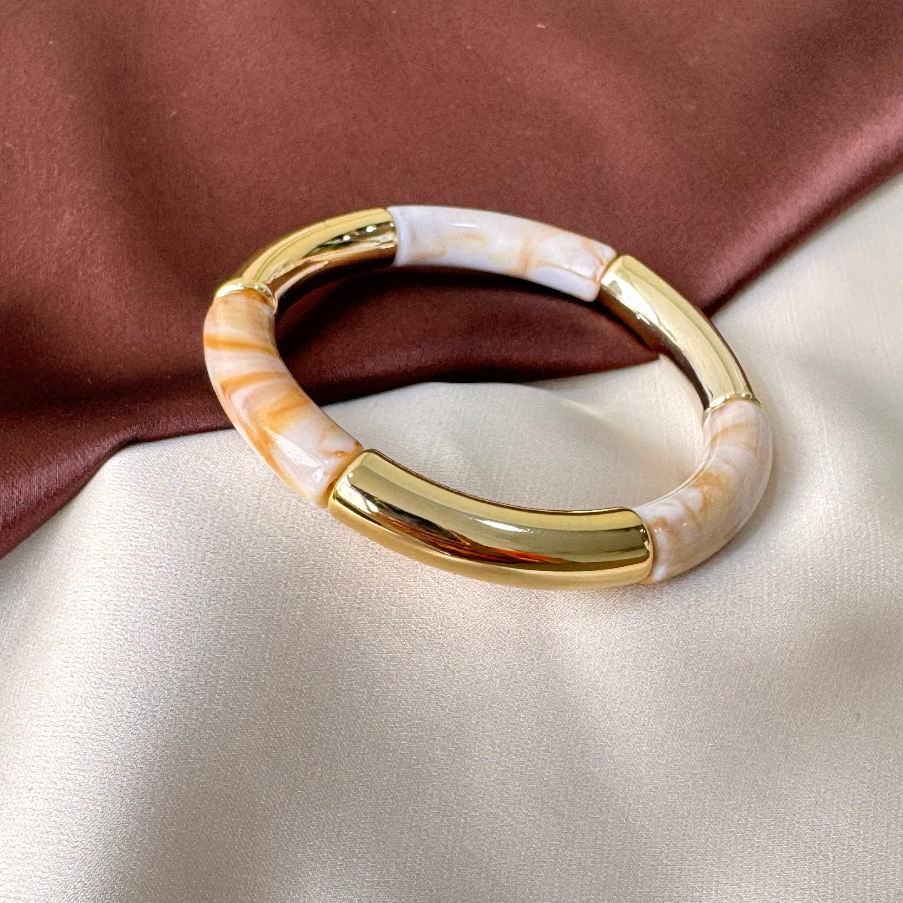 TFC Creamy Texture Gold Plated Stretchable Bracelet