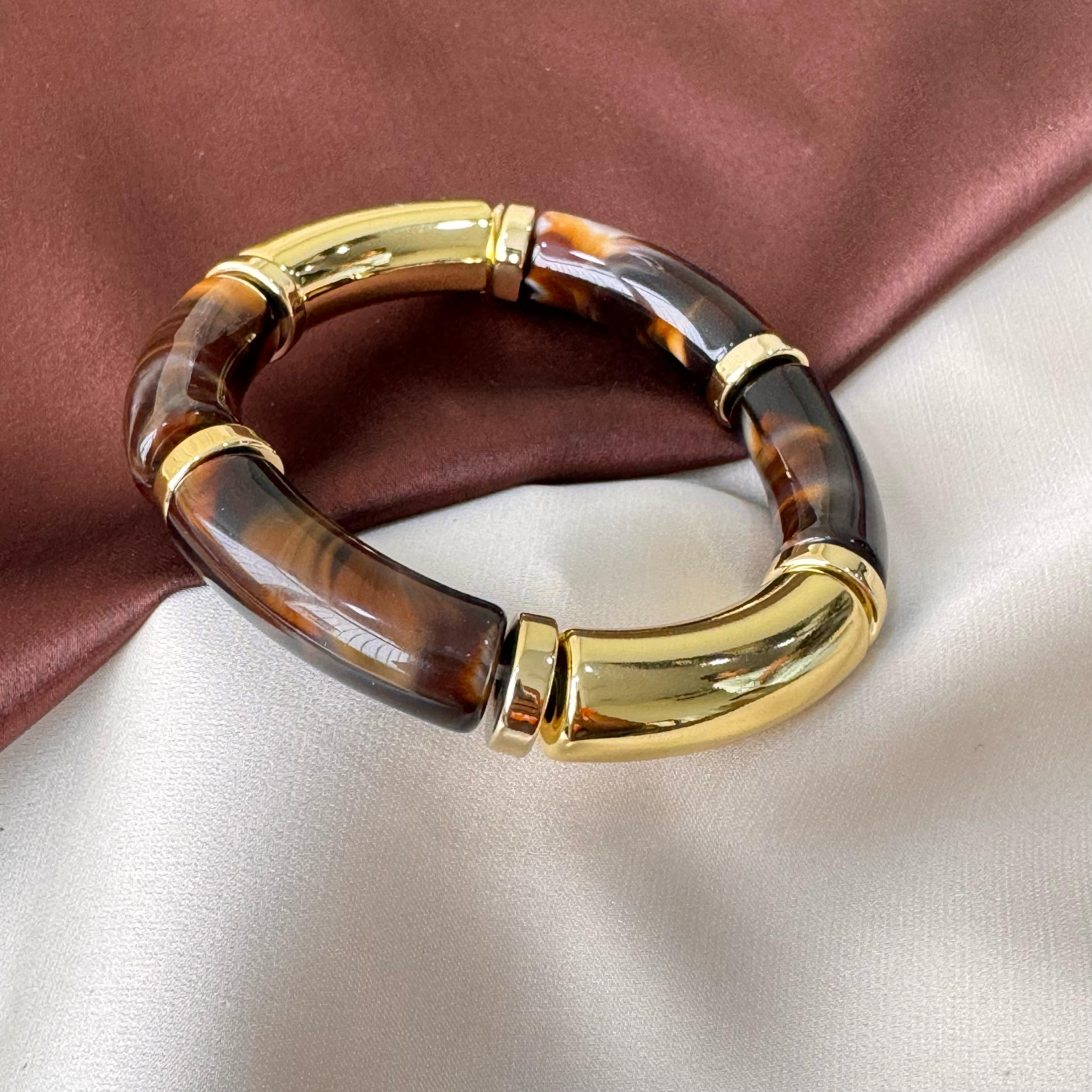 TFC Choco Bead Gold Plated Stretchable Bracelet
