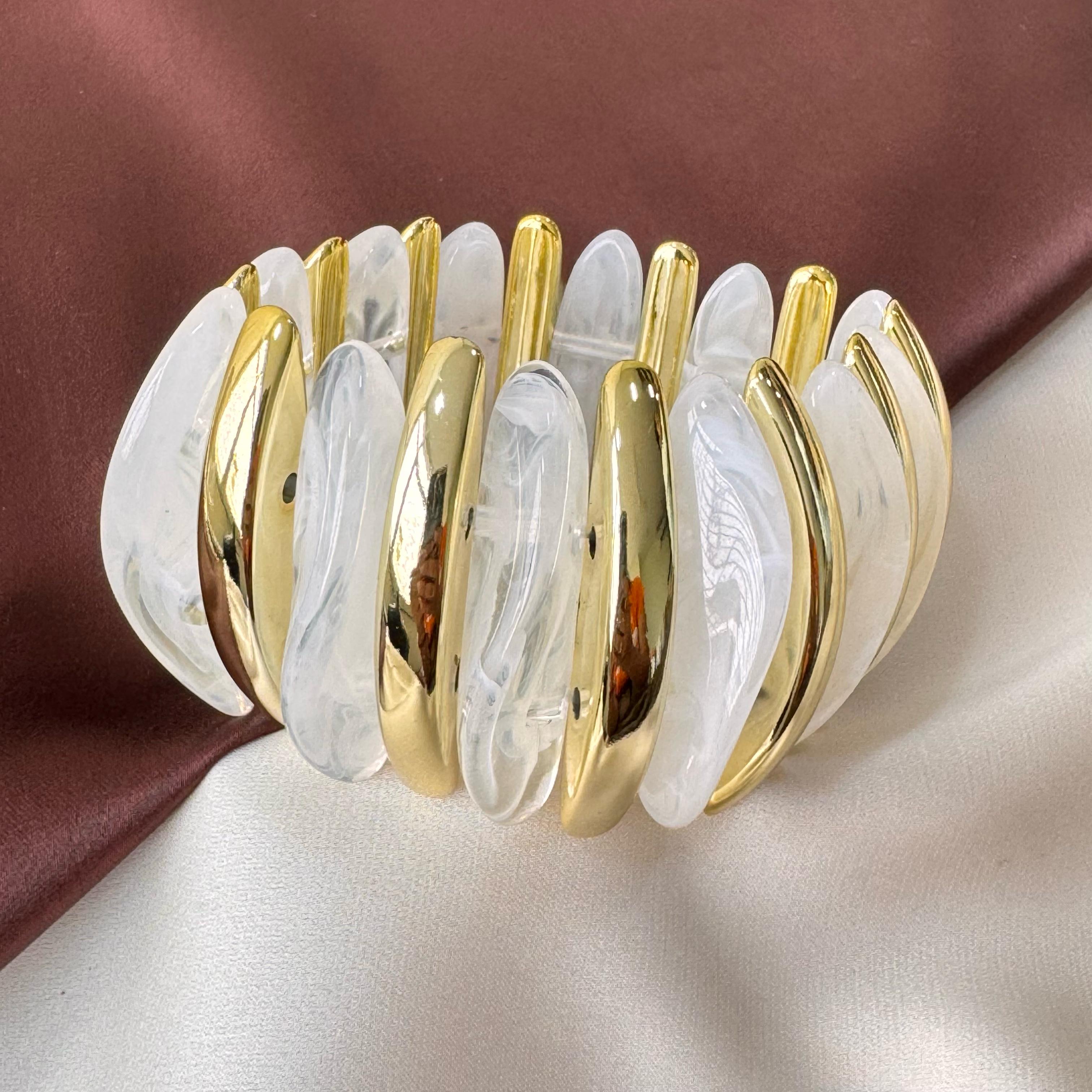TFC Milky Gold Plated Stretchable Bracelet