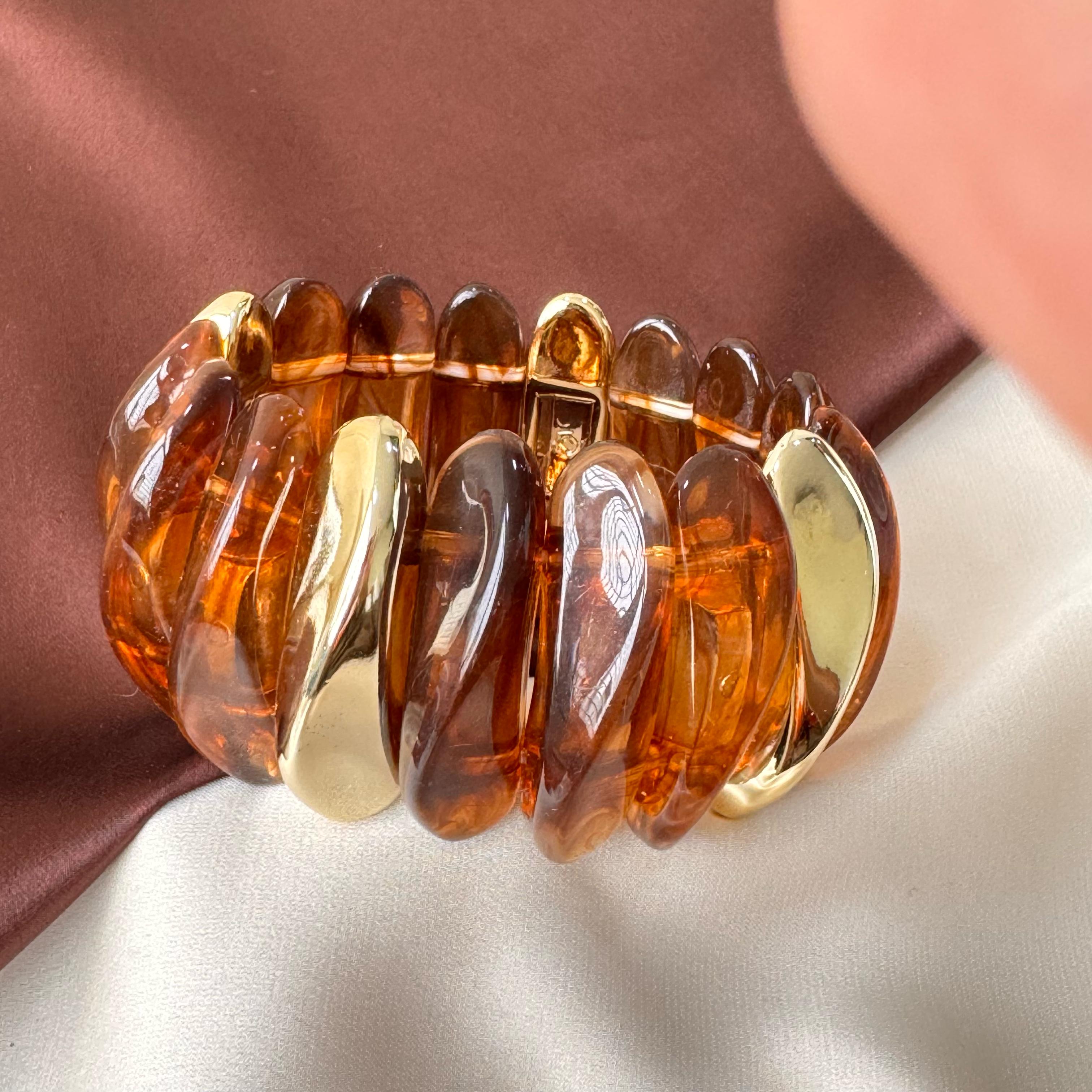 TFC Caramel Twist Gold Plated Stretchable Bracelet