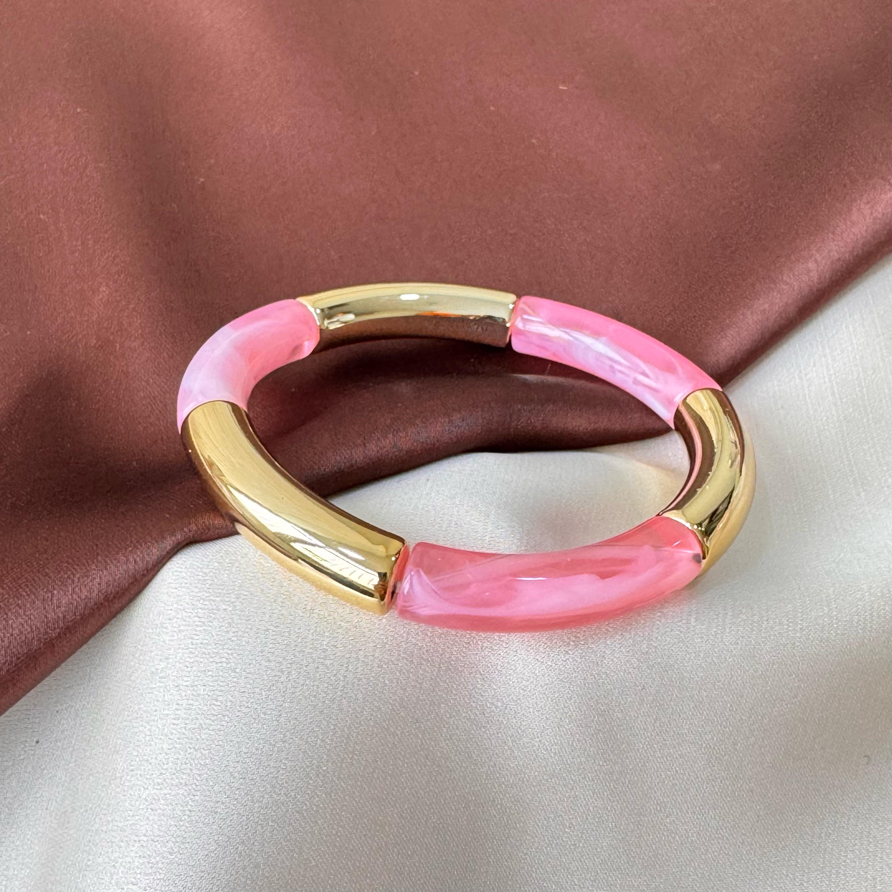 TFC Soft Pink Gold Plated Stretchable Bracelet