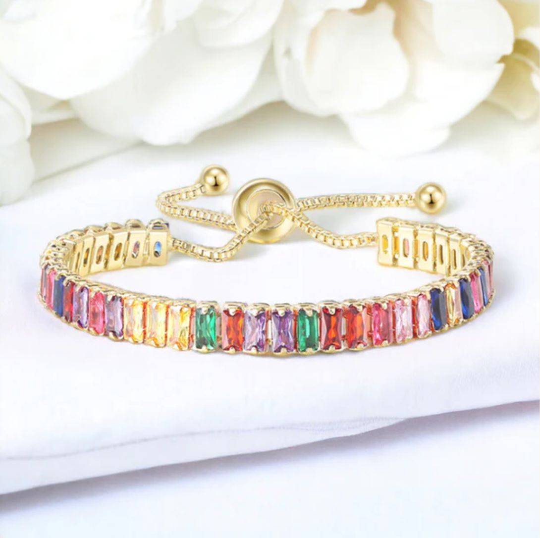 TFC Multi Stone Gold Plated Adjustable Bracelet