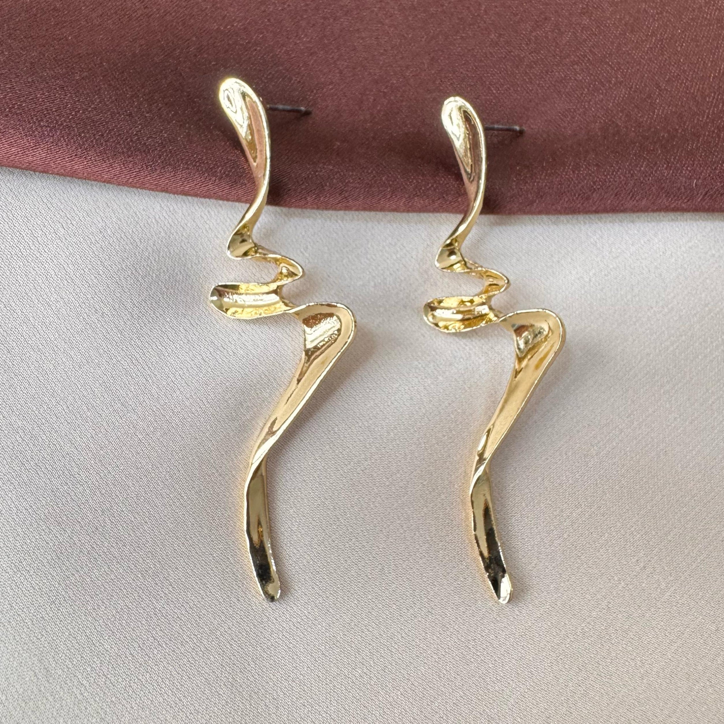 TFC Zigzag Gold Plated Statement Stud Earrings