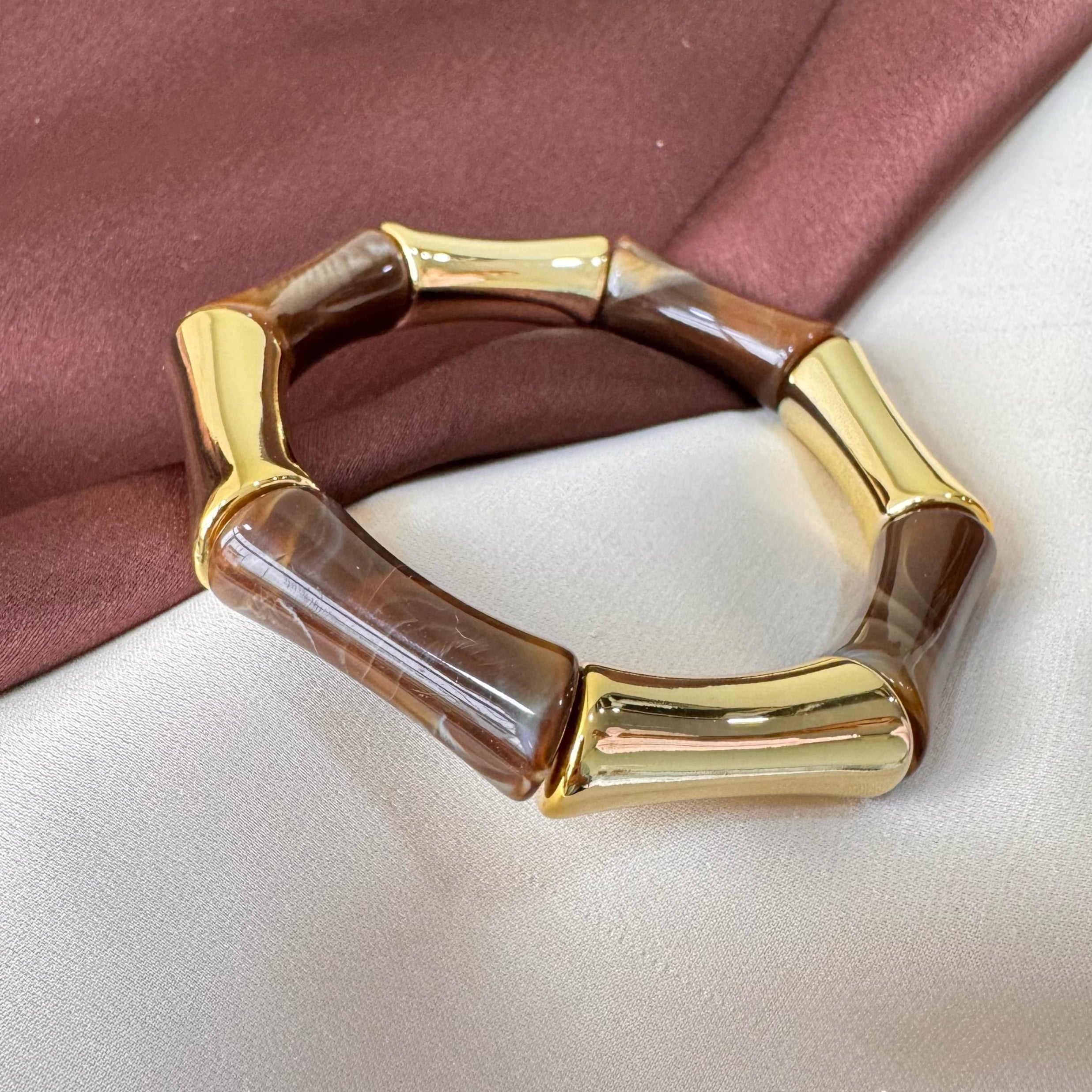 TFC Brown Gold Plated Stretchable Bracelet