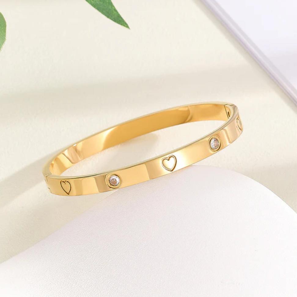 TFC Heart & Stone Gold Plated Bracelet Bangle