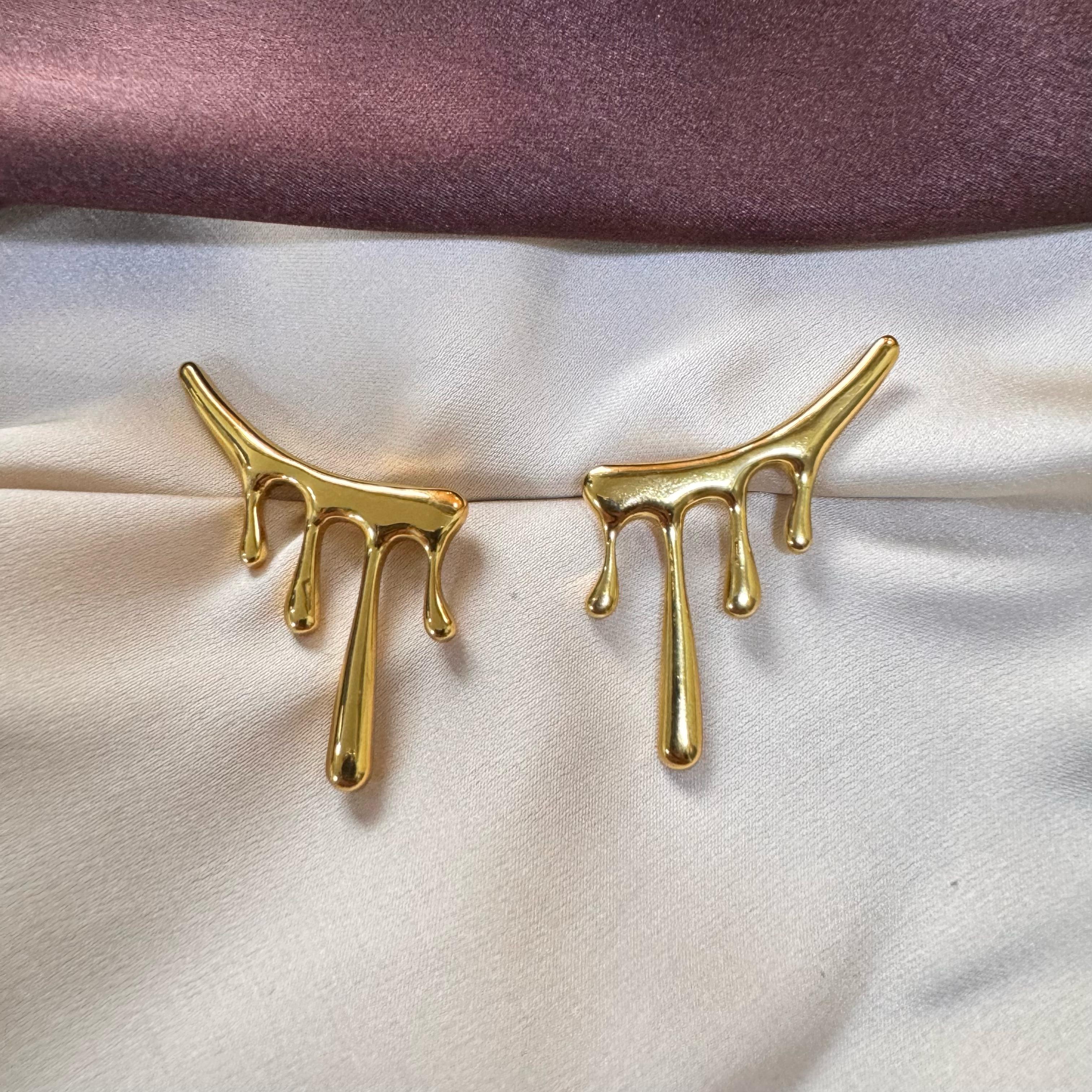 TFC Melting Gold Plated Dangler Earrings