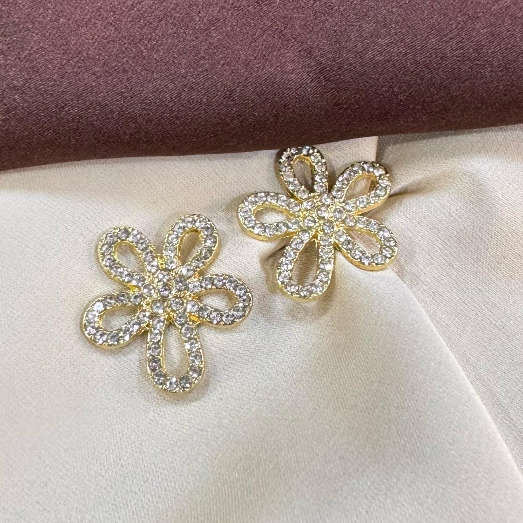 TFC Stone Mini Flower Gold Plated Stud Earrings