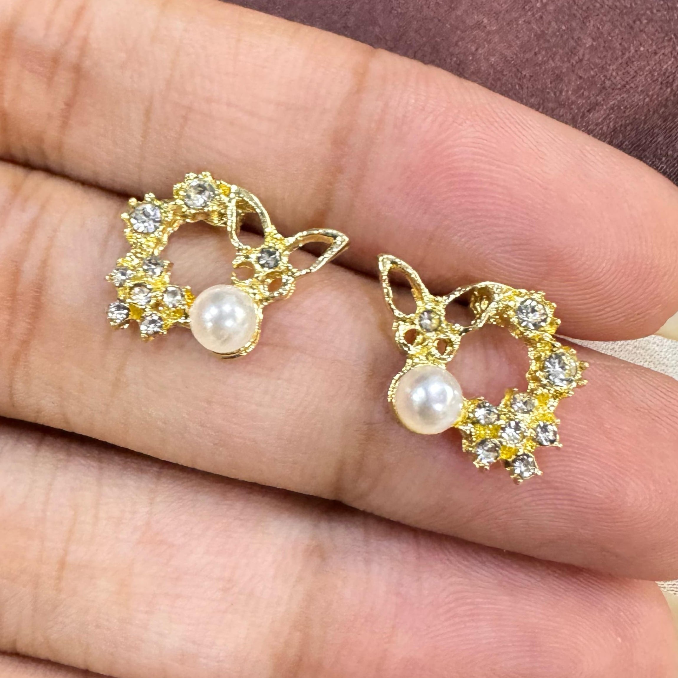 TFC Butterfly Gold Plated Stud Earrings