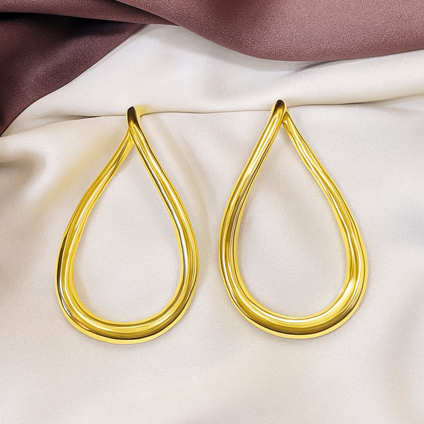TFC Hollow Drop Gold Plated Dangler Earrings