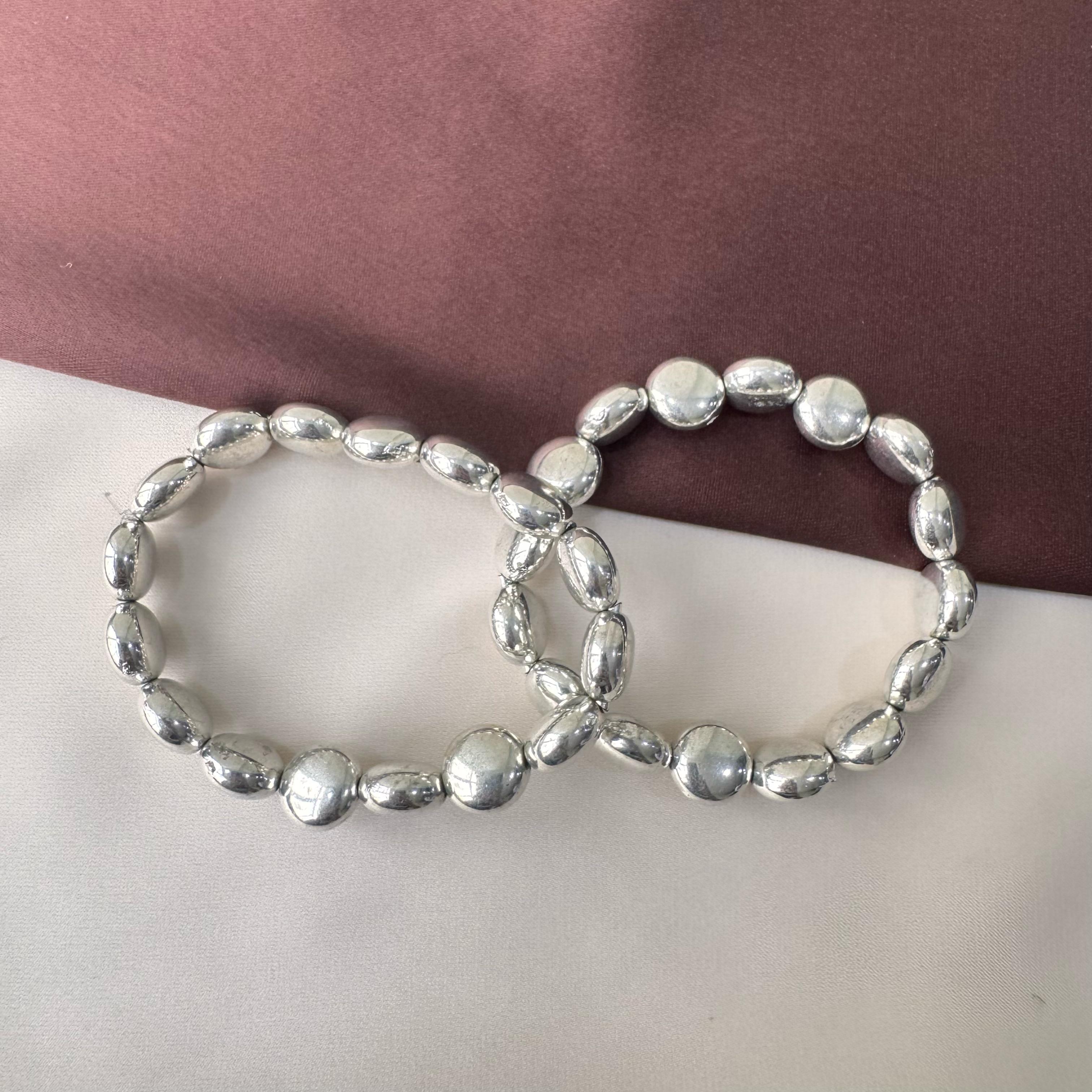 TFC Round Coin Silver Plated Bracelet (Set of 2 )