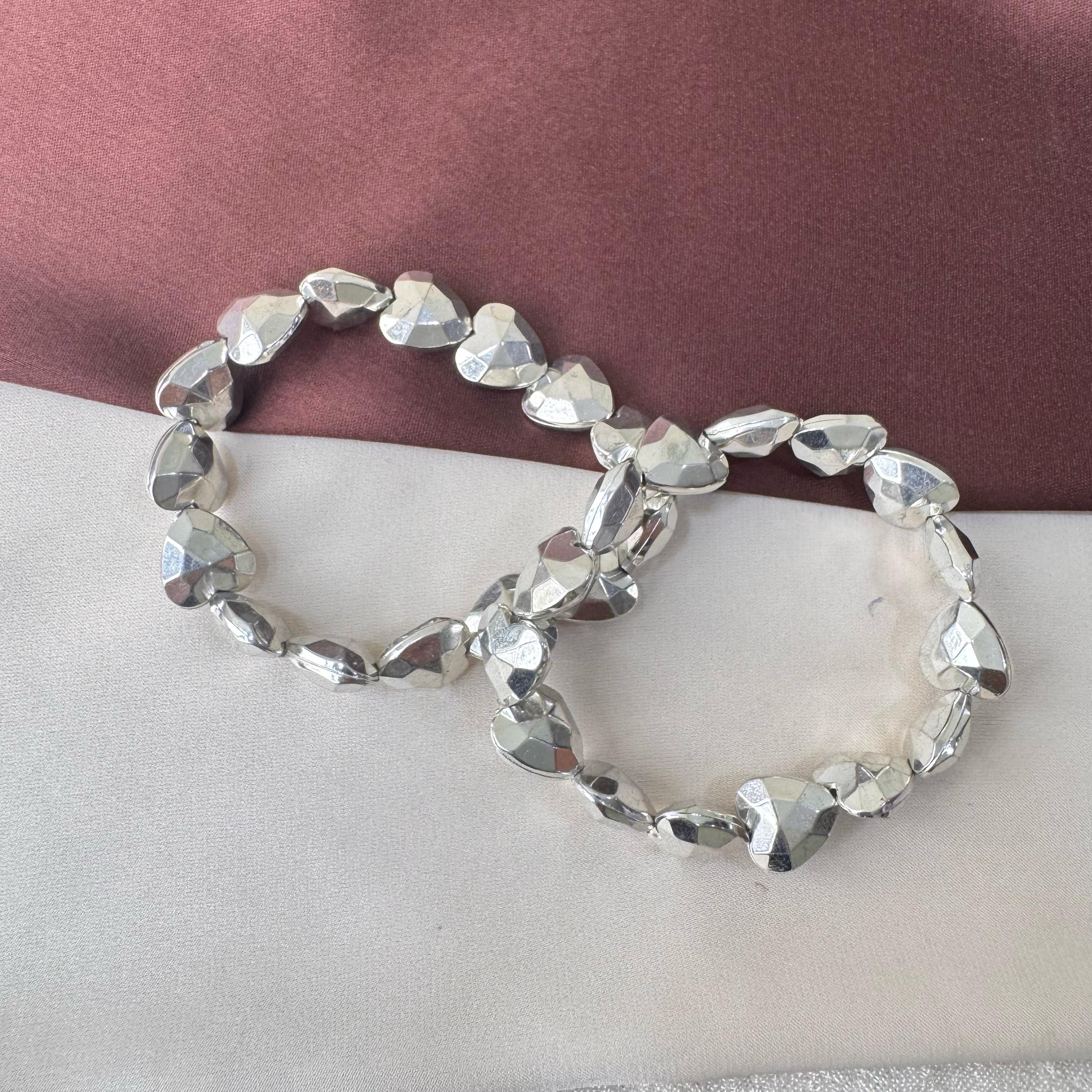 TFC Sparkling Heart Silver Plated Bracelet (Set of 2 )