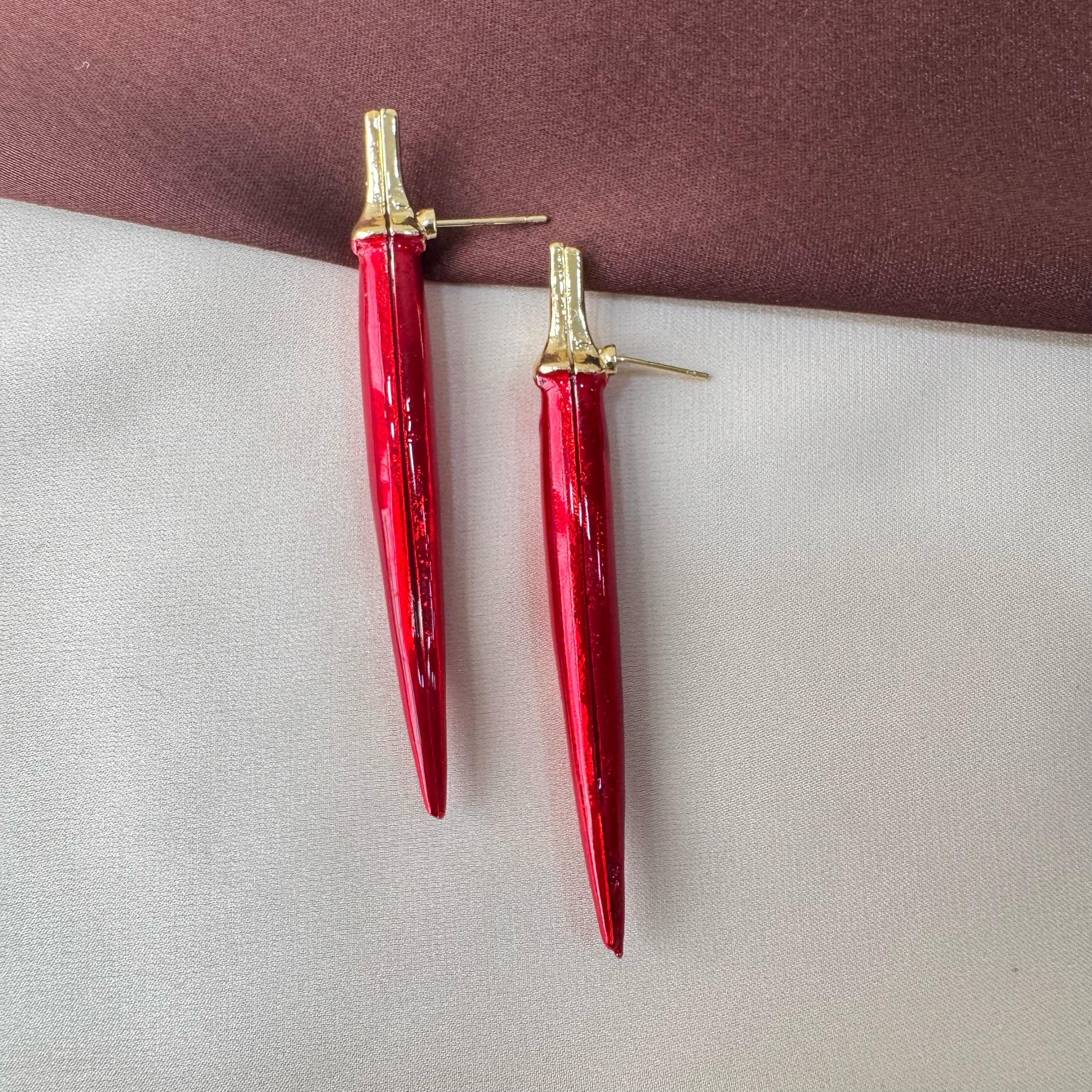 TFC Red Chilli Gold Plated Stud Earrings