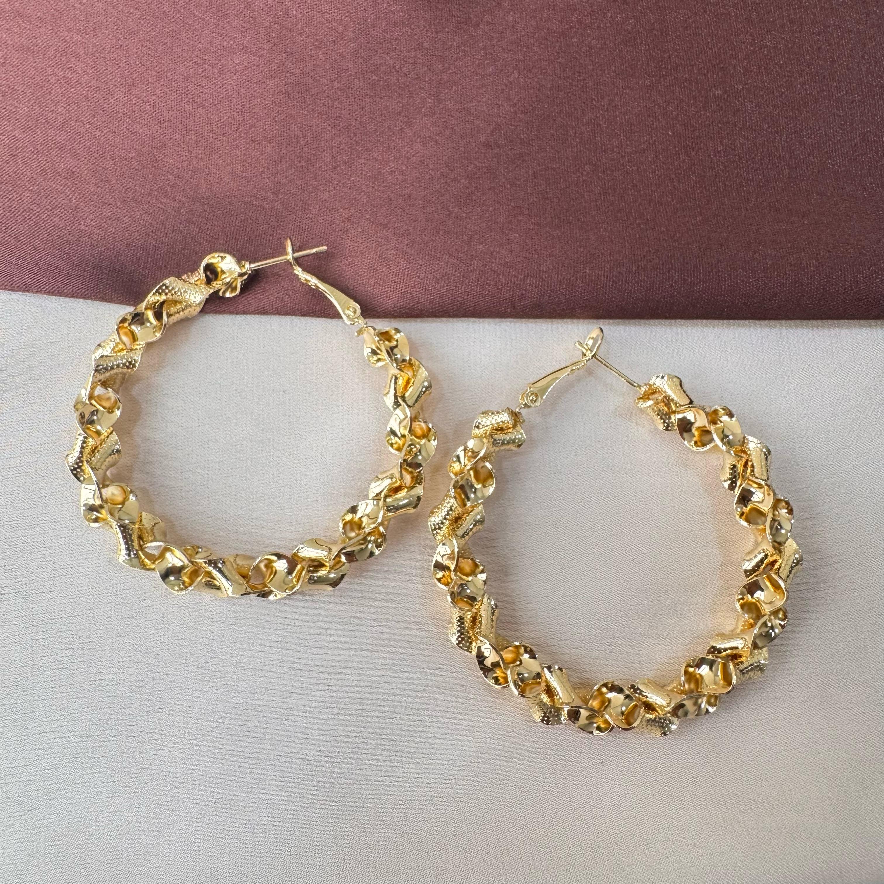 TFC Tangled Gold Plated Hoop Earrings
