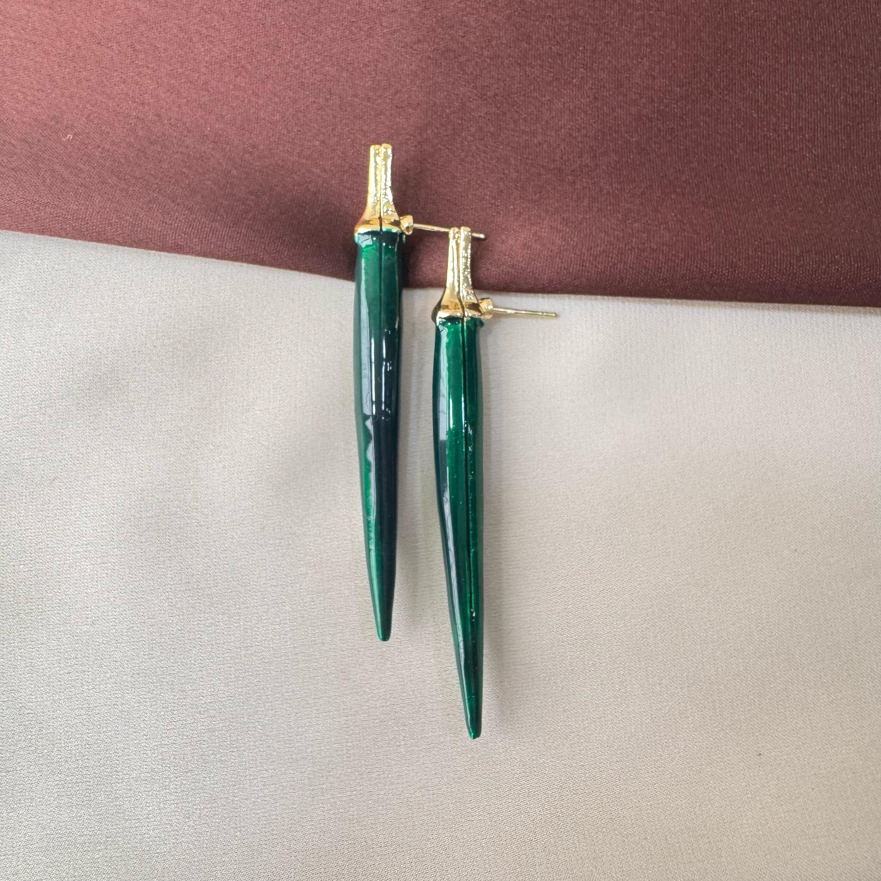 TFC Green Chilli Gold Plated Stud Earrings