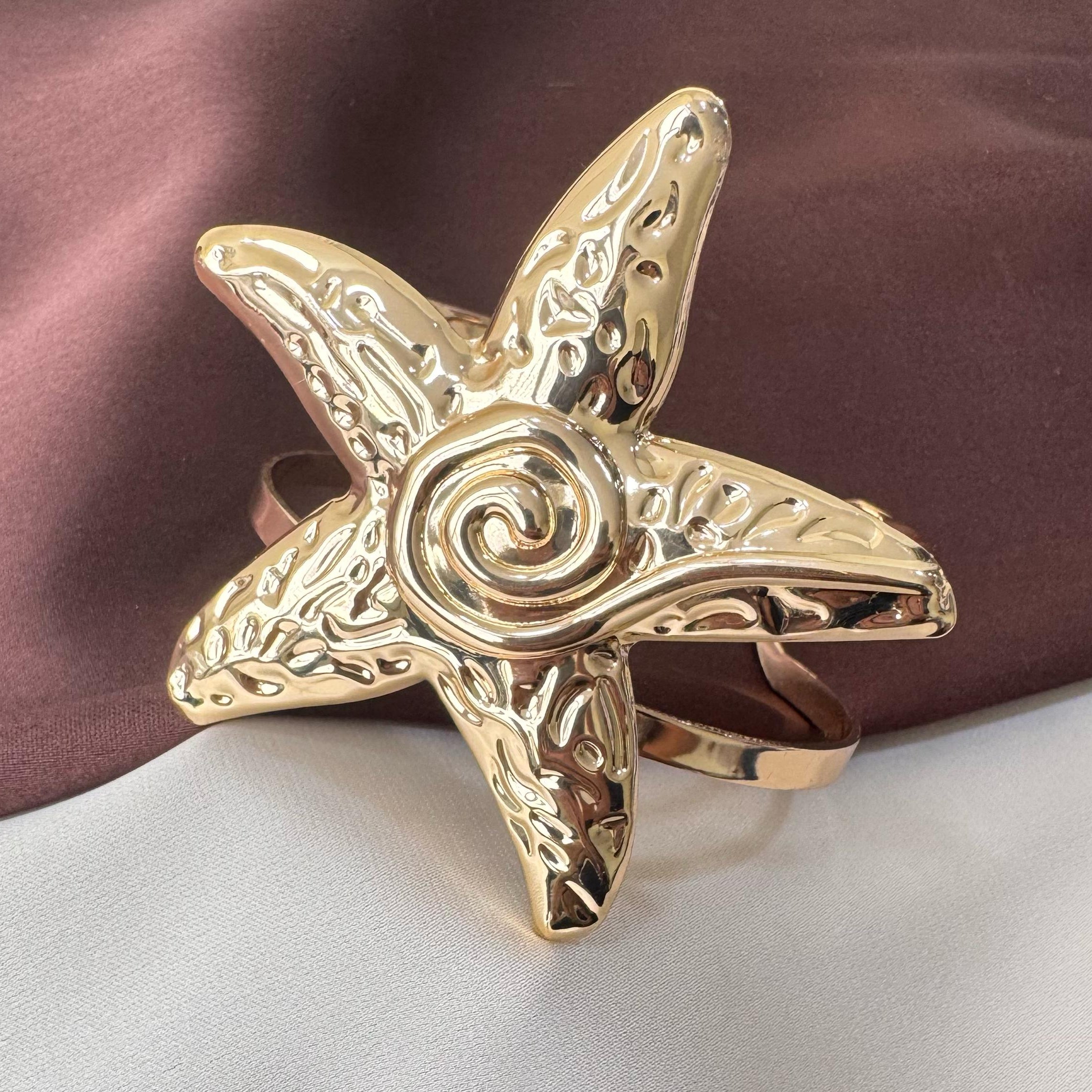 TFC Adjustable Crafted Star Gold Plated Cuff Bracelet
