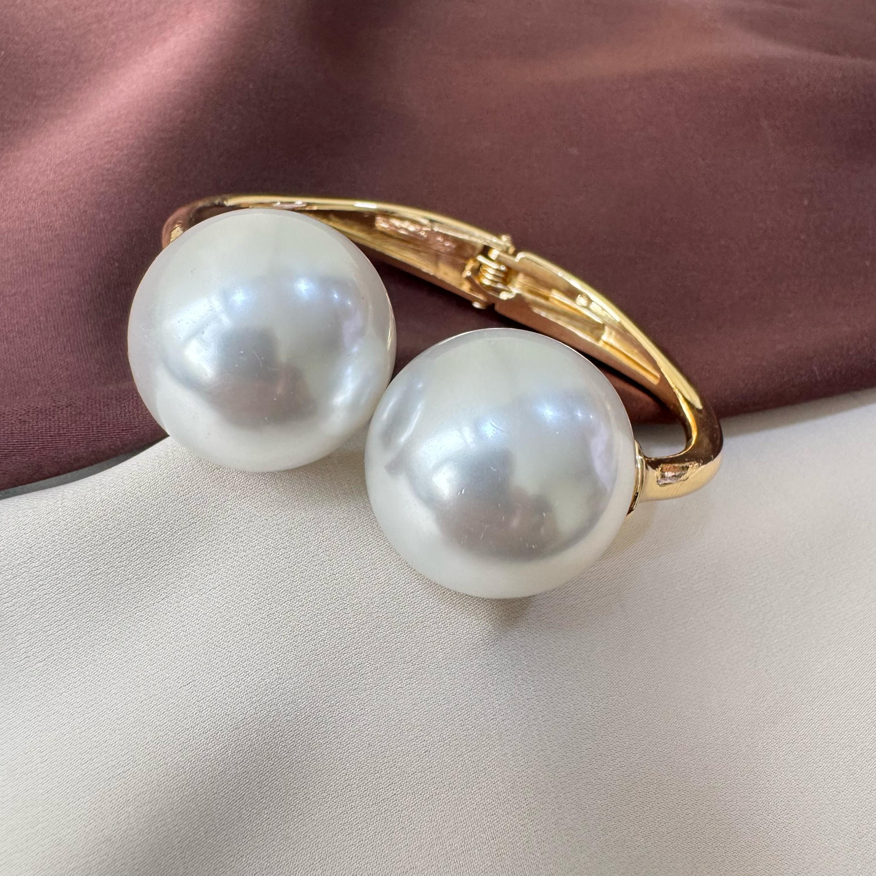 TFC Size 2.6 Dual Pearl Gold Plated Bracelet Bangle