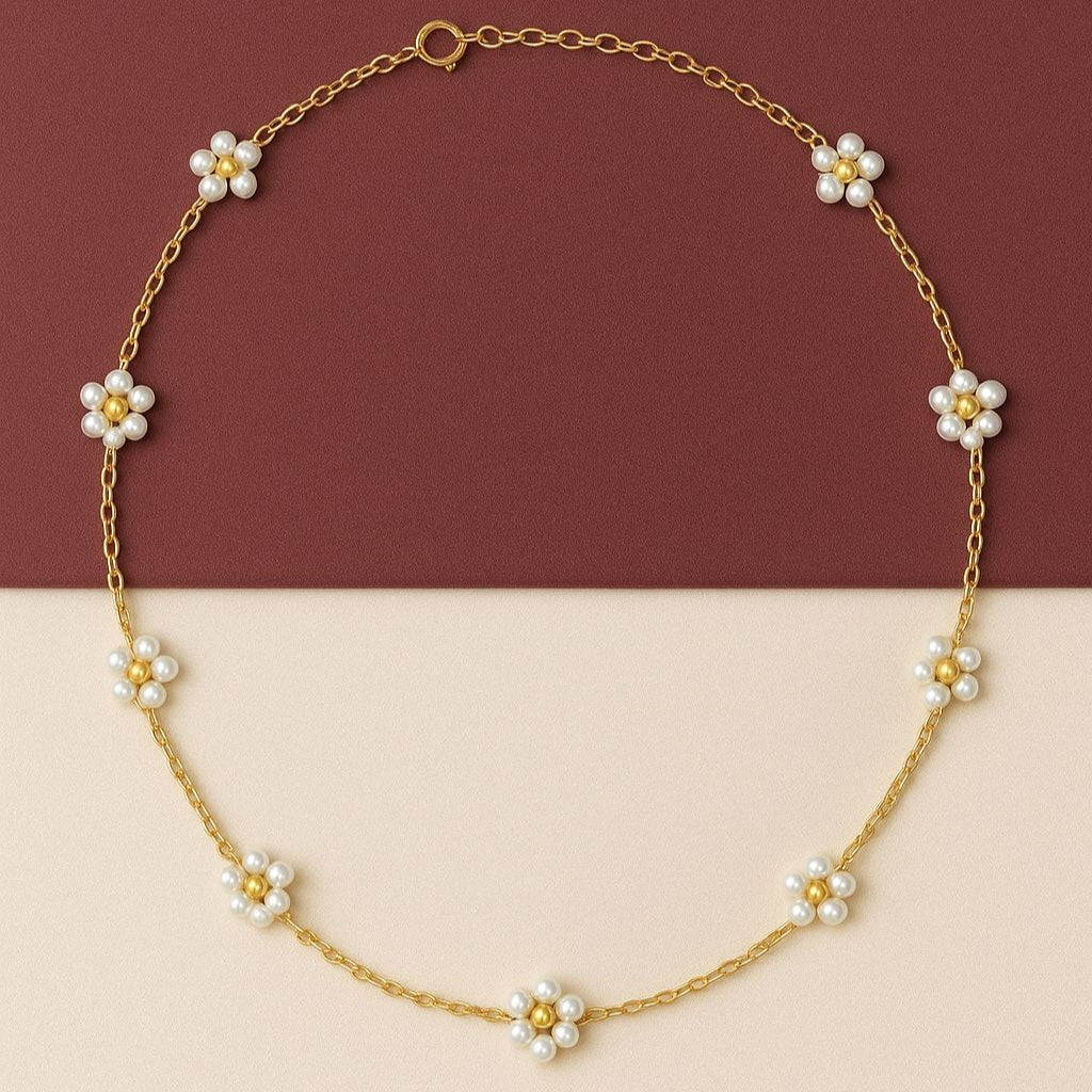 TFC White Flower Gold Plated Necklace