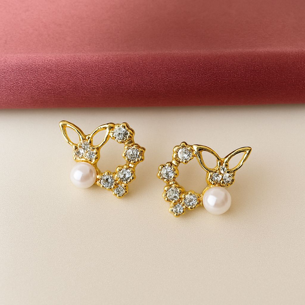 TFC Butterfly Gold Plated Stud Earrings