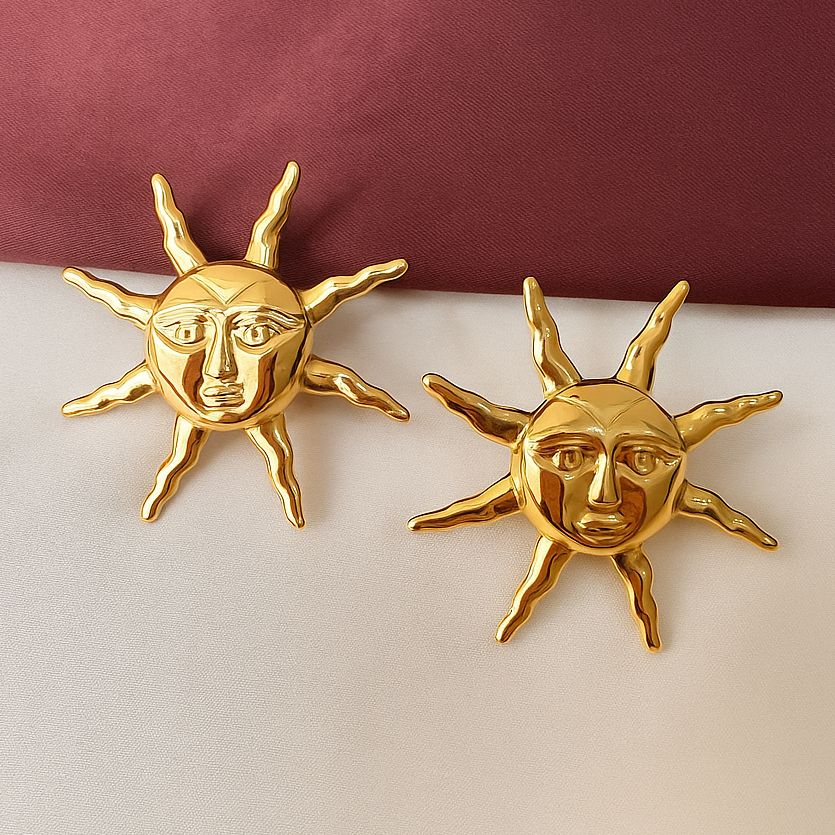 TFC Sun Gold Plated Stud Earrings