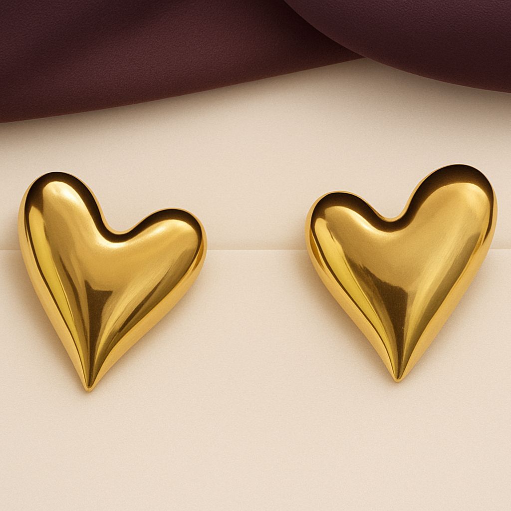 TFC Cherish Heart Gold Plated Stud Earrings
