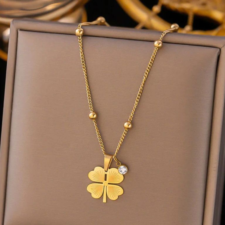 TFC Stone Flower Gold Plated Necklace