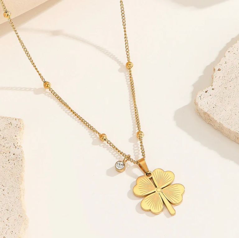 TFC Stone Flower Gold Plated Necklace