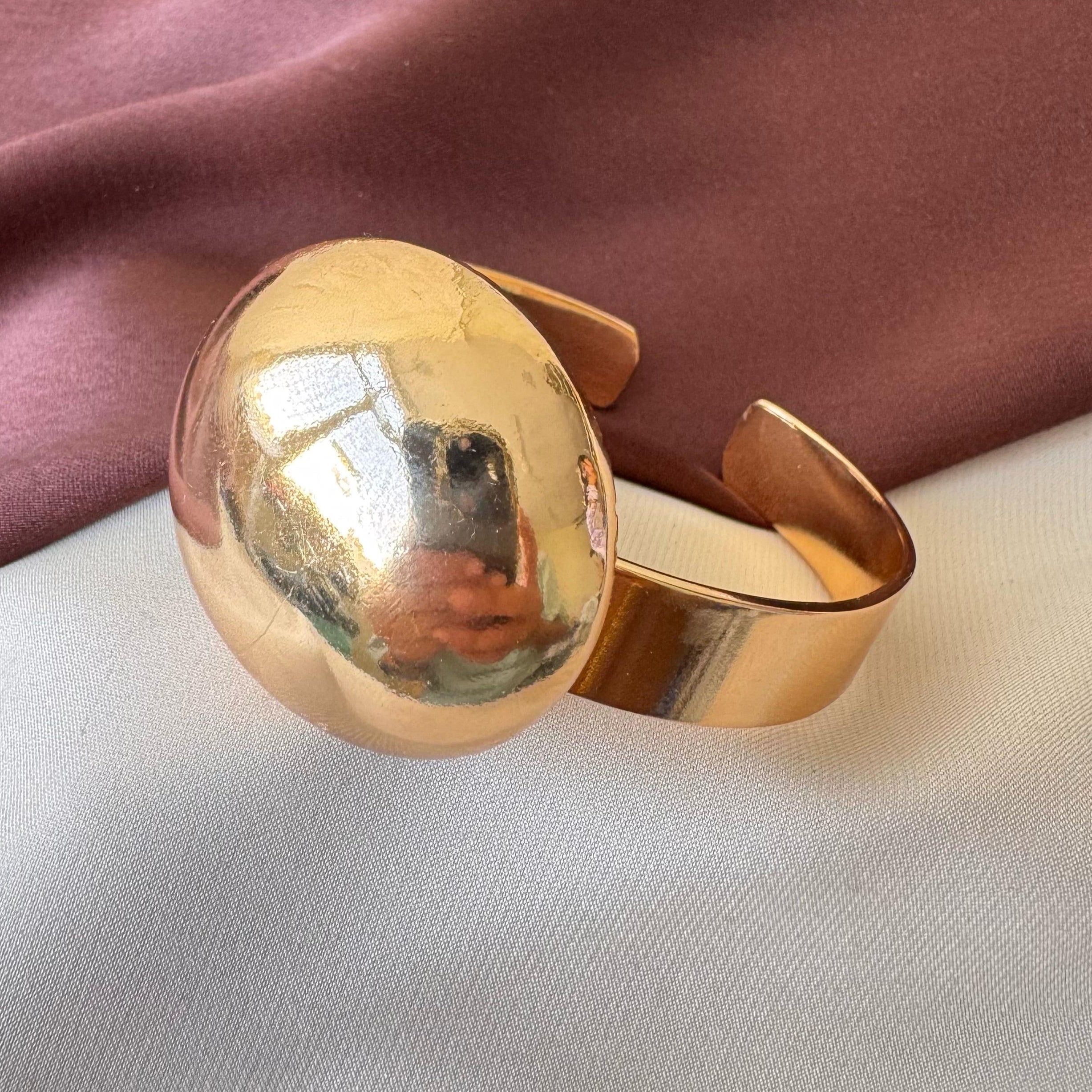 TFC Adjustable Big Moon Gold Plated Cuff Bracelet