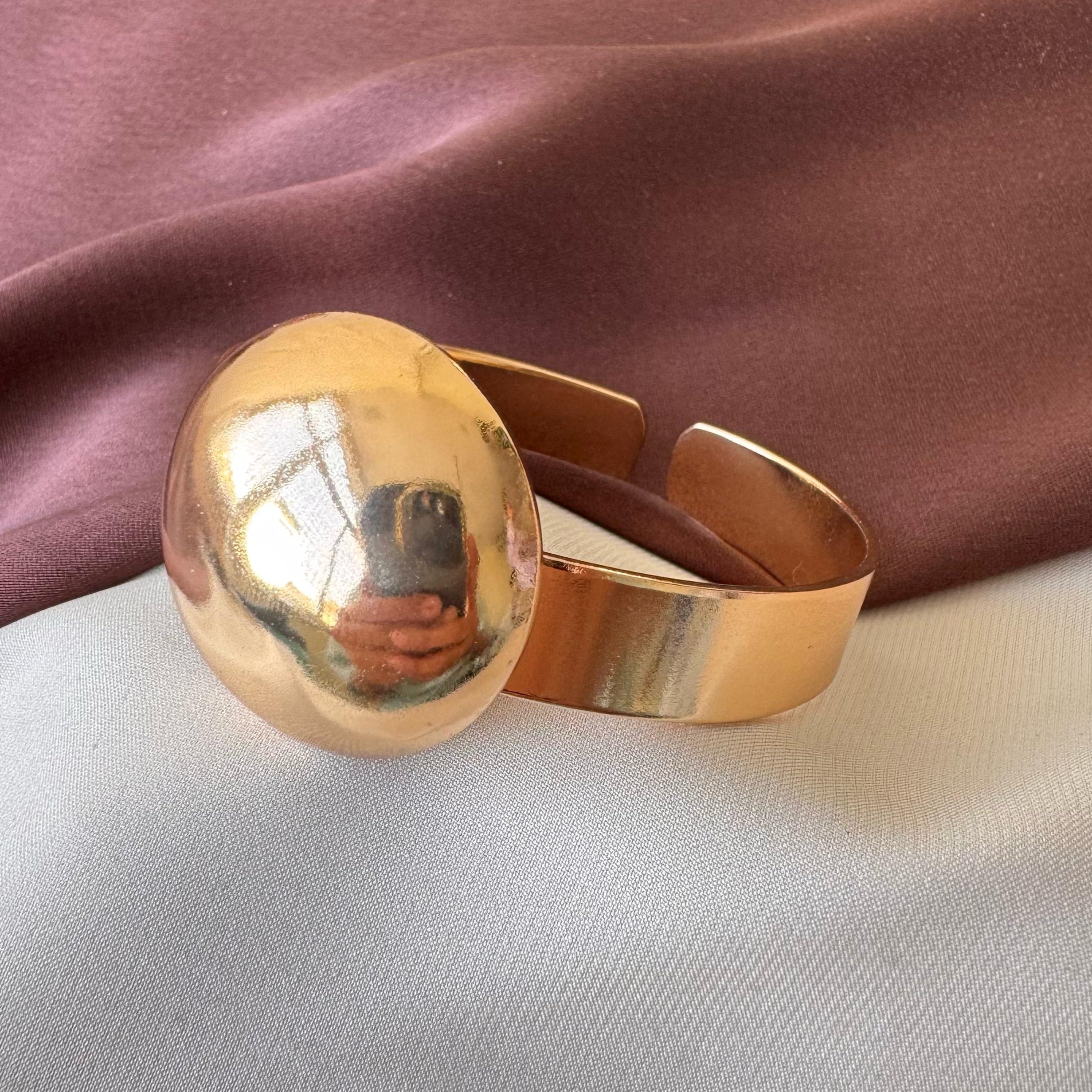 TFC Adjustable Medium Moon Gold Plated Cuff Bracelet