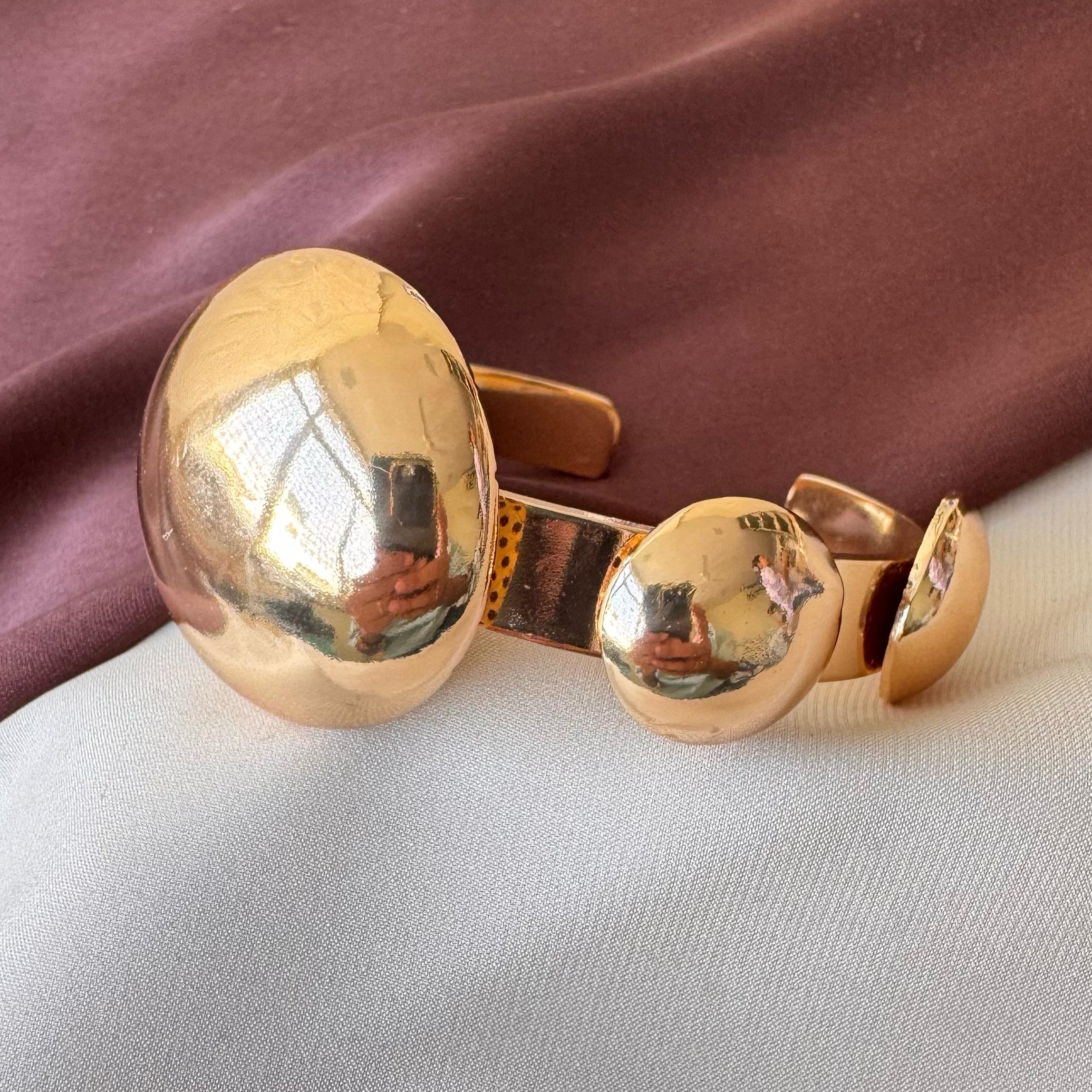 TFC Adjustable Multi Moon Gold Plated Cuff Bracelet