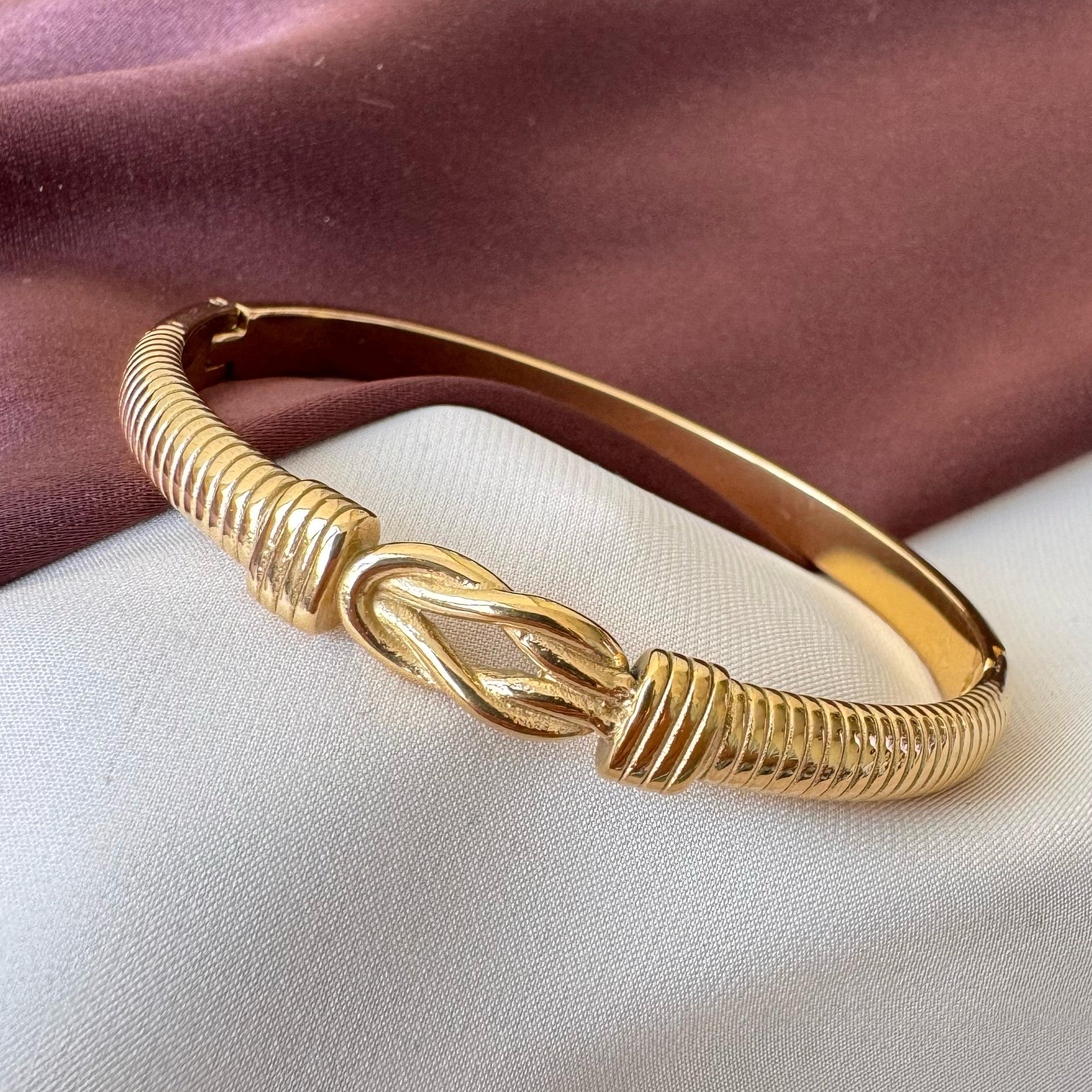 TFC Size 2.6 Knotted Gold Plated Bracelet Bangle