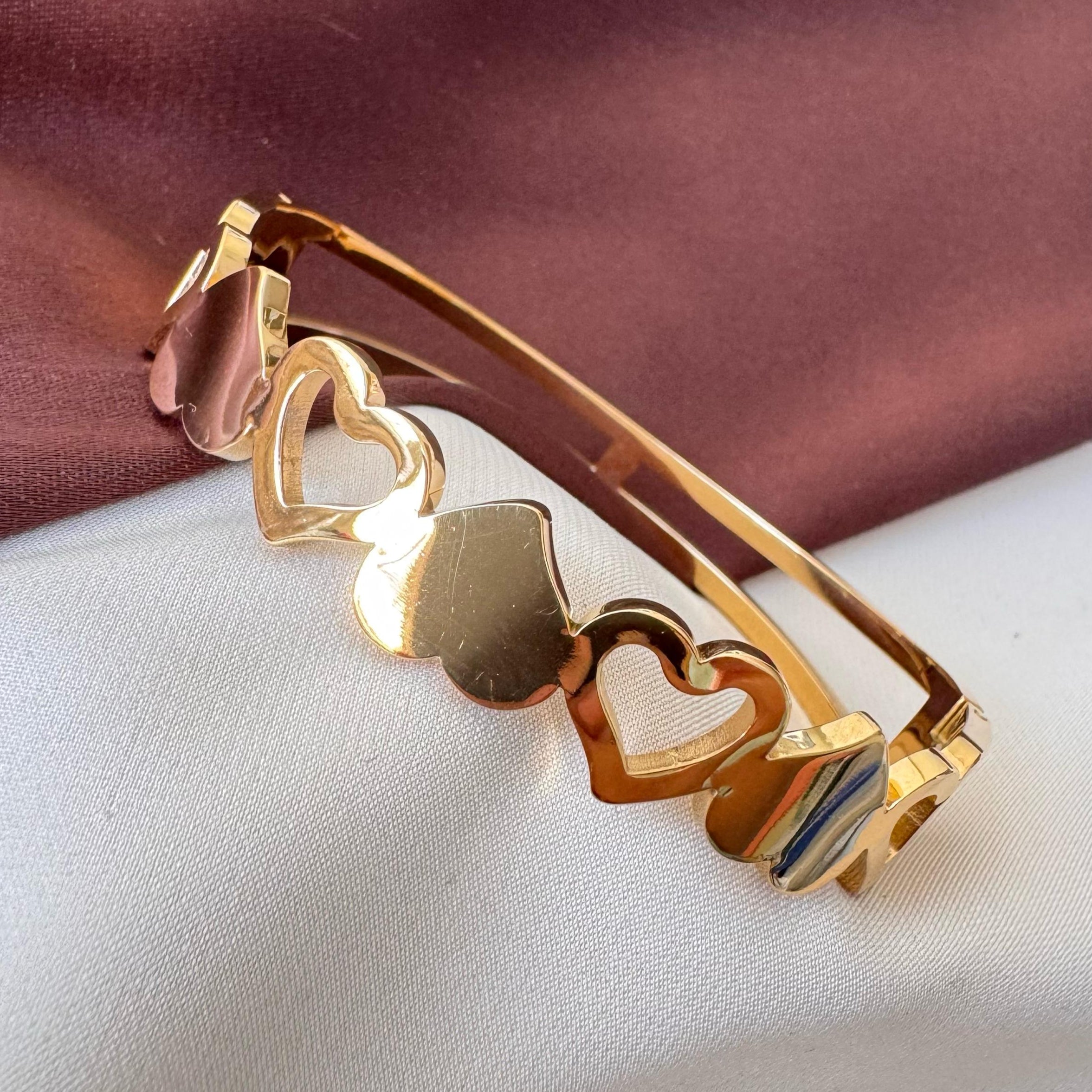 TFC Size 2.6 Full Heart Gold Plated Bracelet Bangle