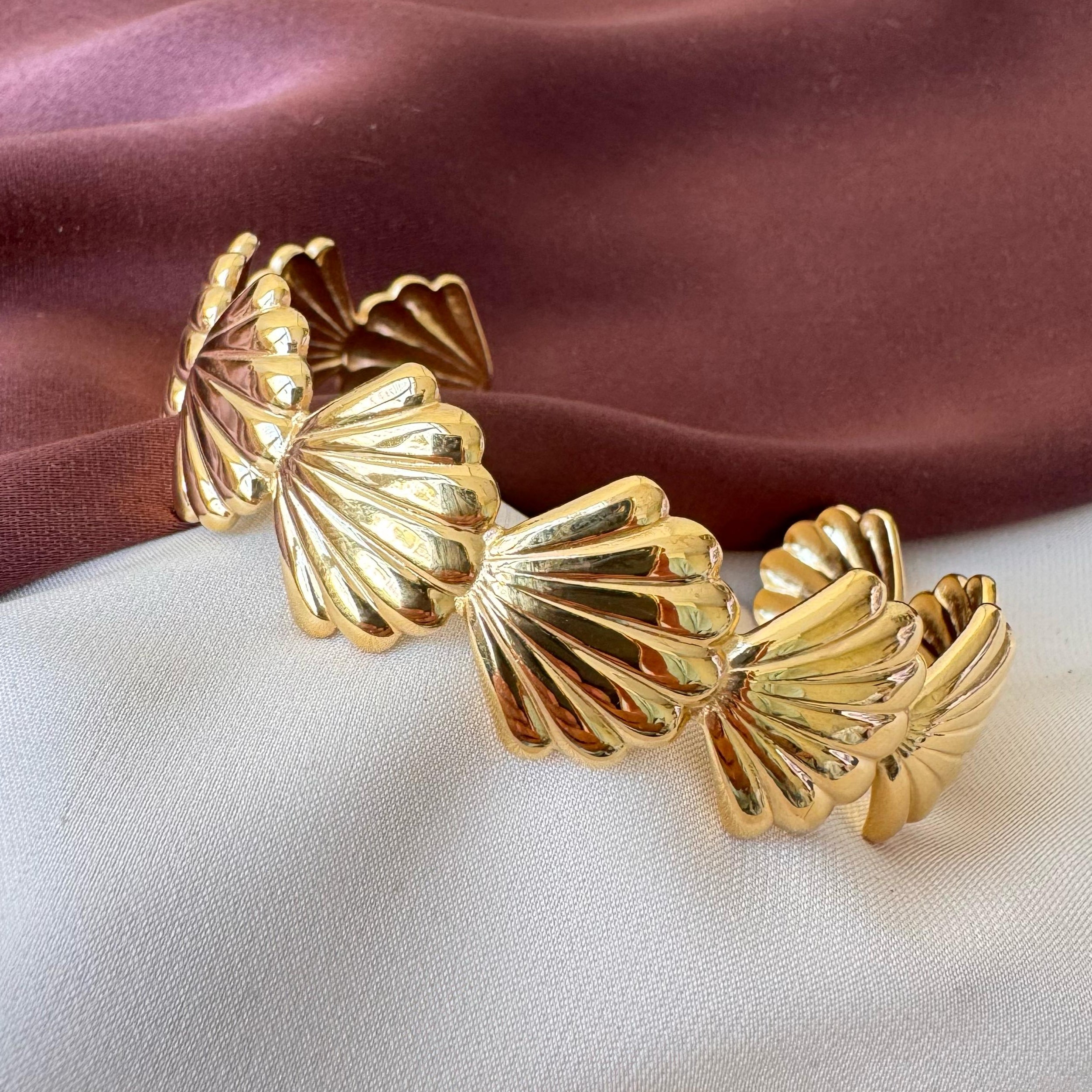 TFC Adjustable Shells Gold Plated Cuff Bracelet